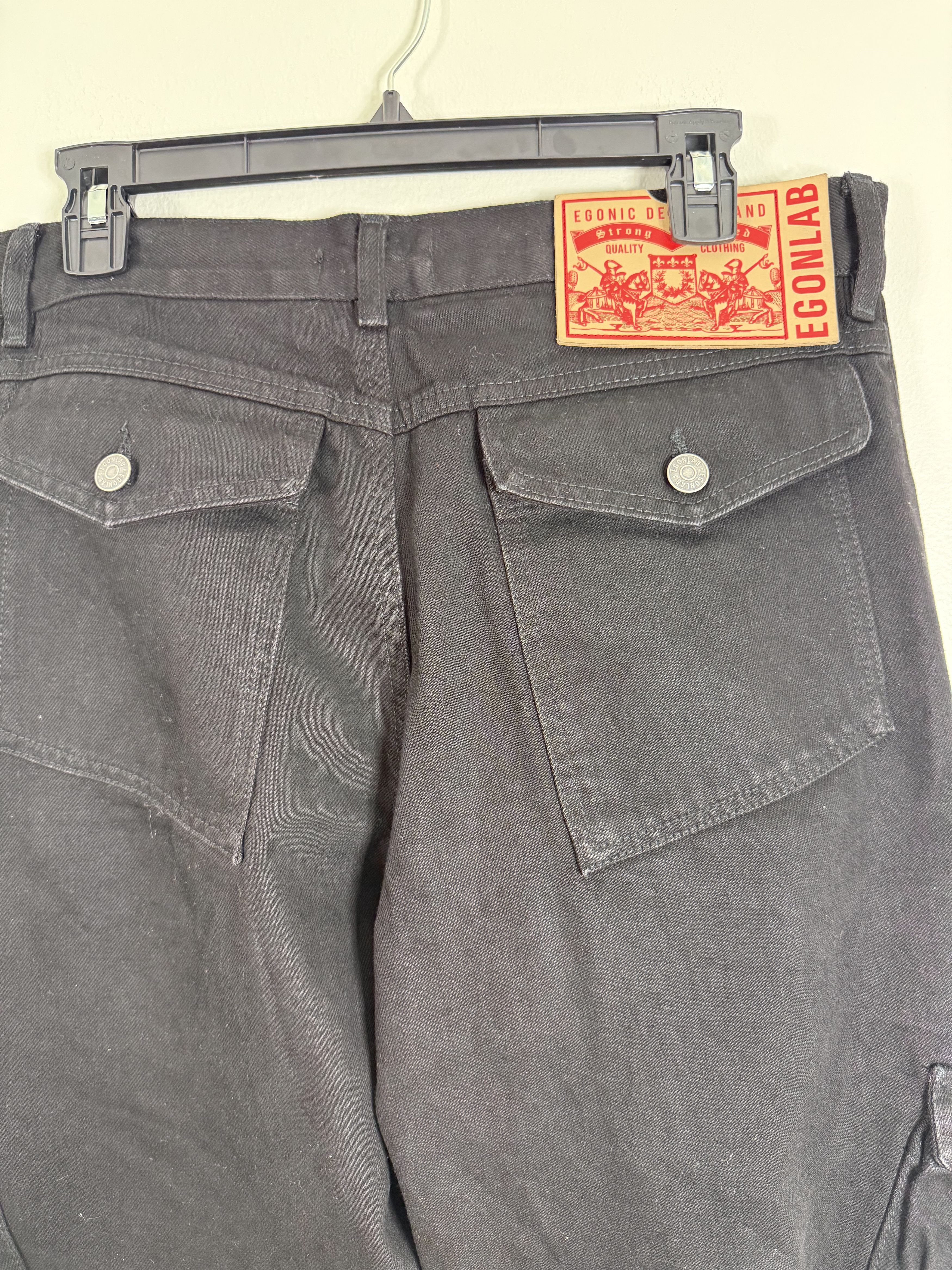 Egon Lab SS24 Wide Leg Adjustable Black Denim Cargo Pants Size US 32 / EU 48 - 3 Thumbnail