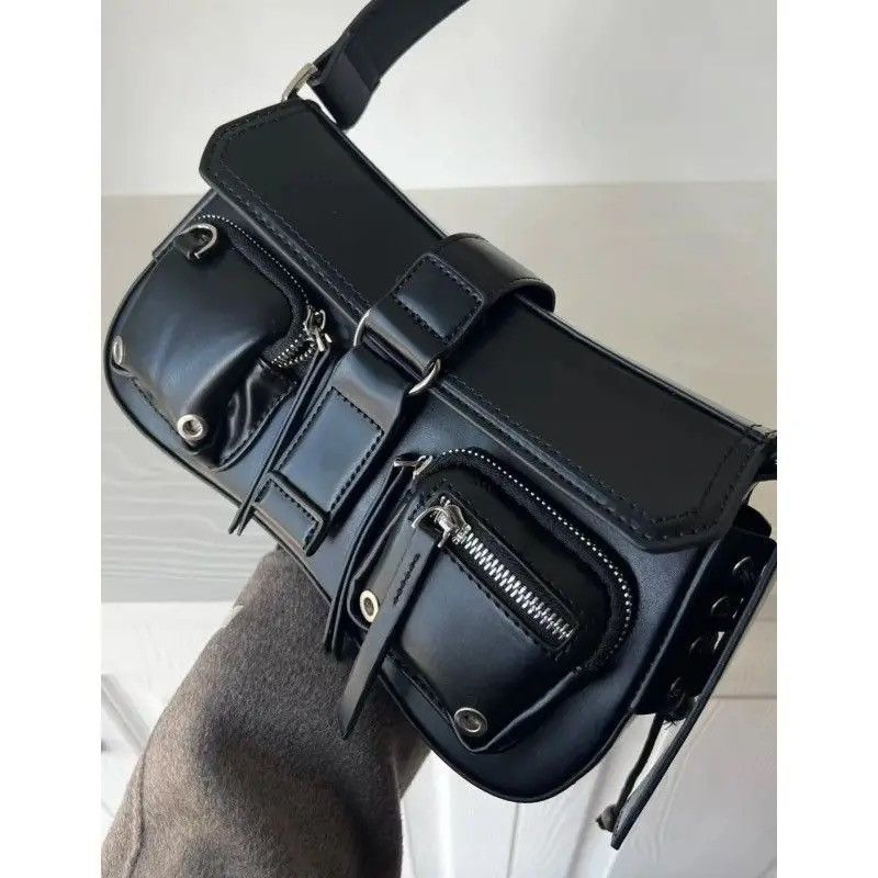 Japanese Brand Shoulder zipper bag Gothic Punk Style PU Leather Tote Bag Size ONE SIZE - 6 Thumbnail
