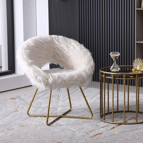 Designer × Homemade Slatina Faux Fur Upholstered Accent Chair, White Size US L / EU 52-54 / 3 - 1 Thumbnail