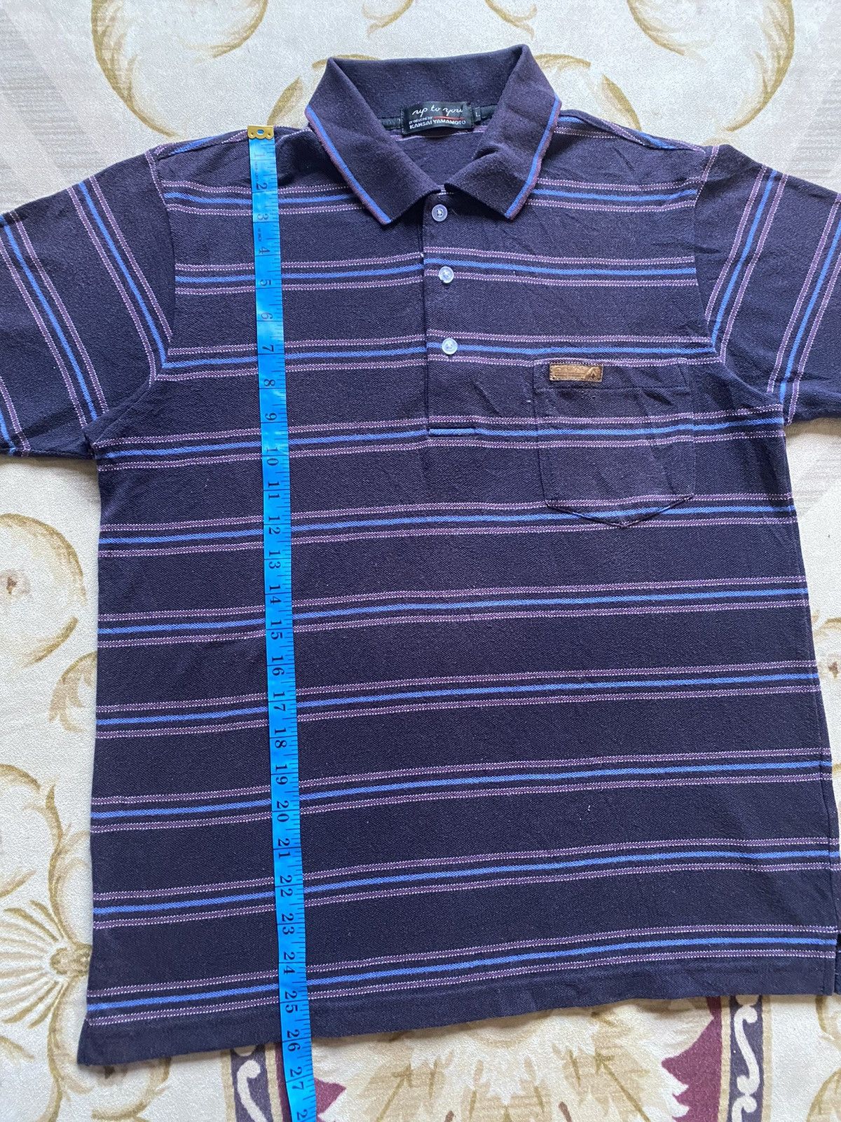 Japanese Brand Kansai Yamamoto Up To You Single Pocket Striped Polo Tee Size US M / EU 48-50 / 2 - 10 Thumbnail