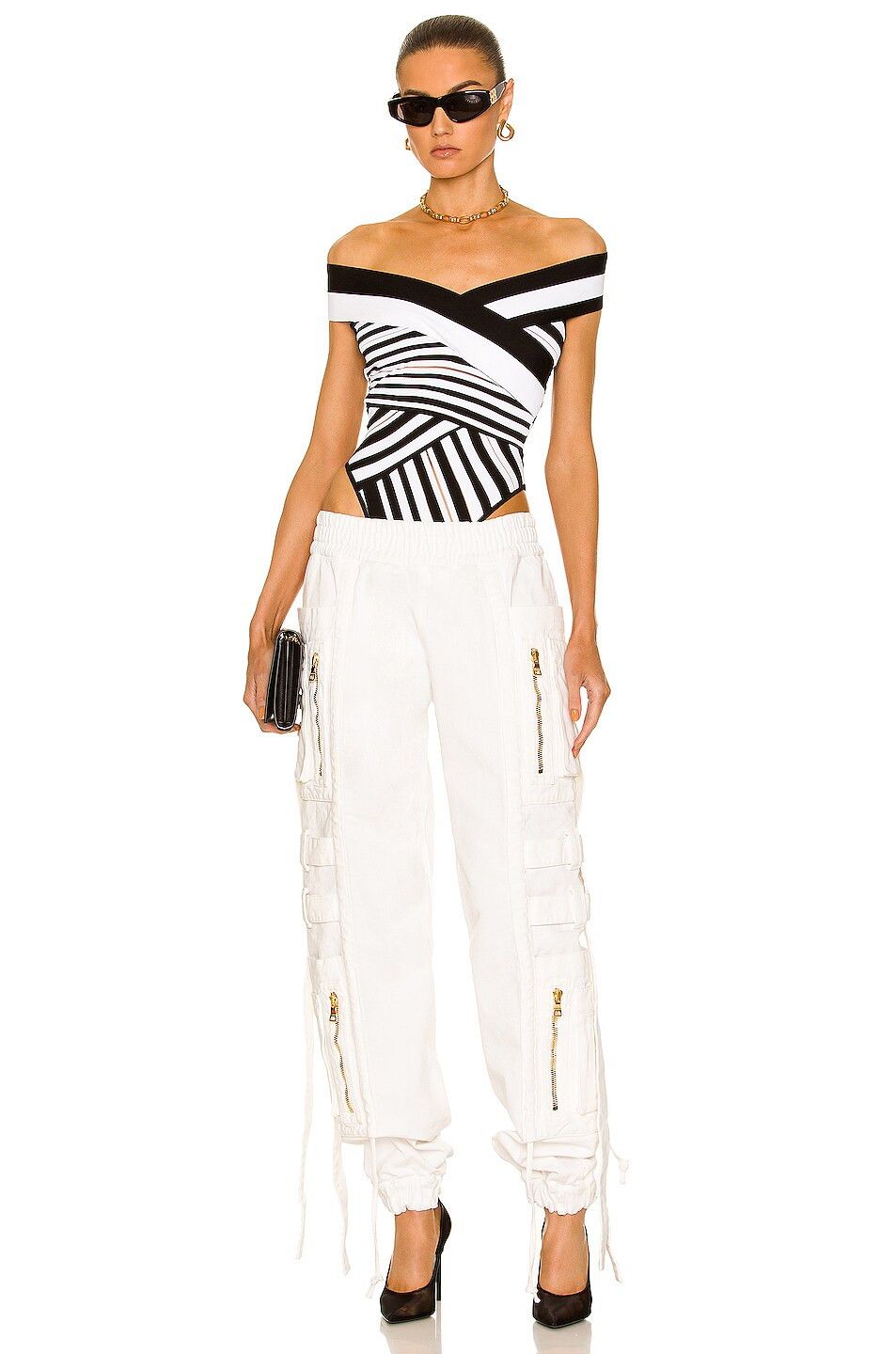 Balmain o1y0625 Bodysuit in White/Black Size XS / US 0-2 / IT 36-38 - 5 Thumbnail