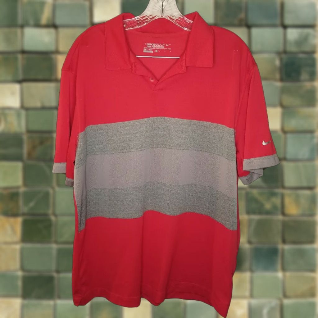 Nike Nike Golf Dri-Fit Polo Shirt Gray Red Short Sleeve Adult Large Performance Golf Mens Size US L / EU 52-54 / 3 - 1 Thumbnail