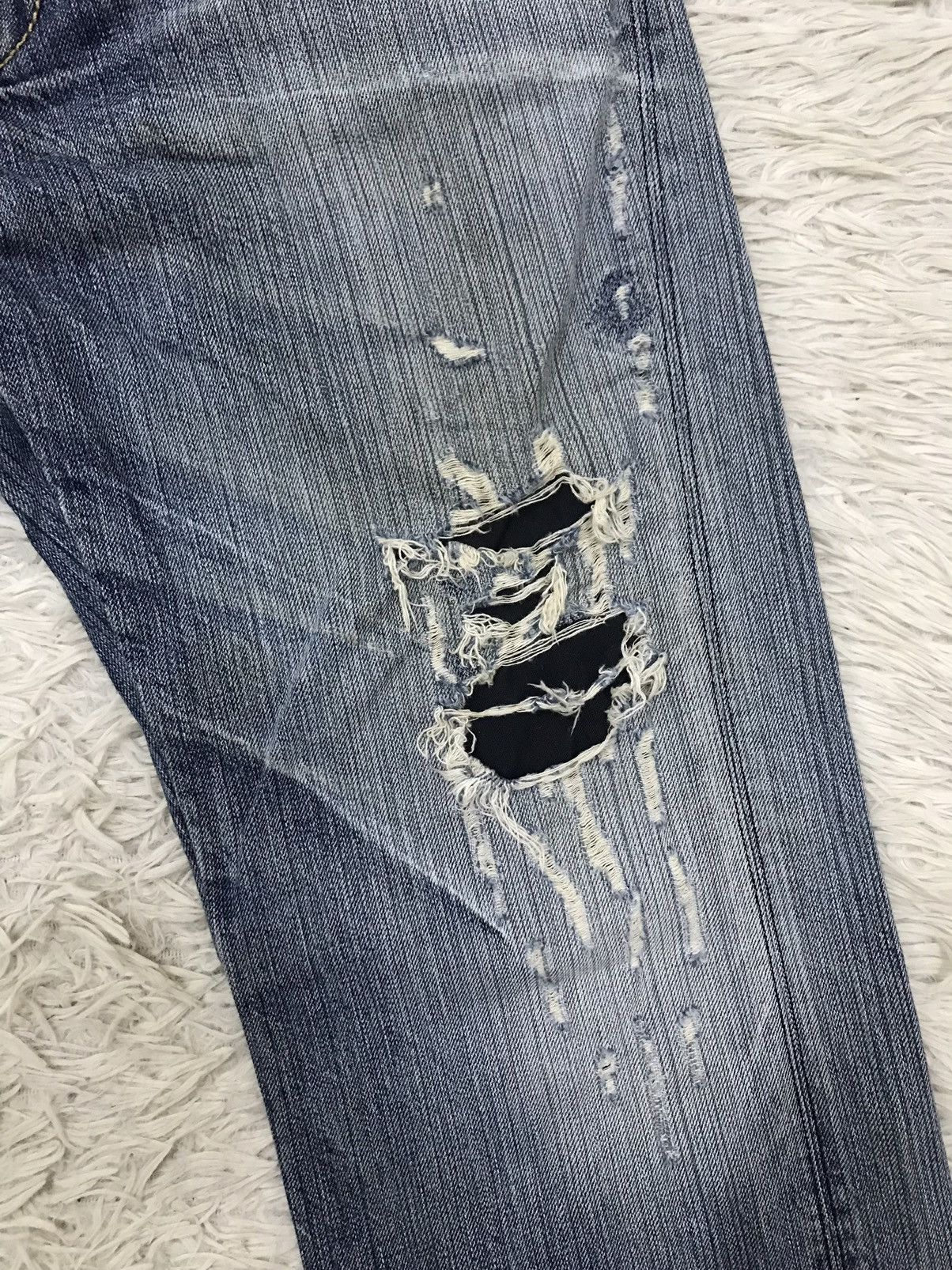 If Six Was Nine Vintage Bartack Work Clothing Distressed Denim Jeans Size US 34 / EU 50 - 6 Thumbnail