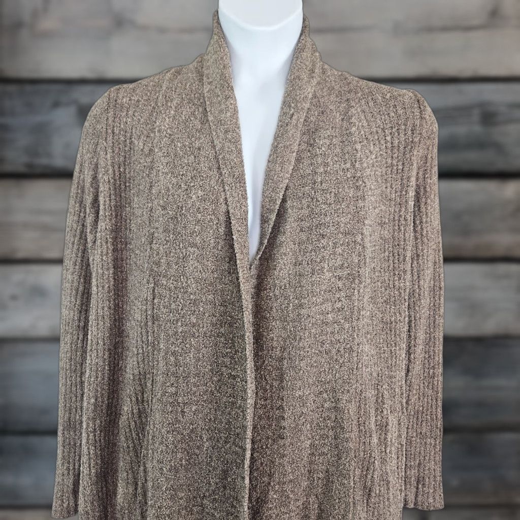 Vintage Barefoot Dreams Cardigan Womens 1X Open Front Long Sleeve Sz 1X Brown Solid Knit Sweater Womens Size XL / US 12-14 / IT 48-50 - 1 Thumbnail