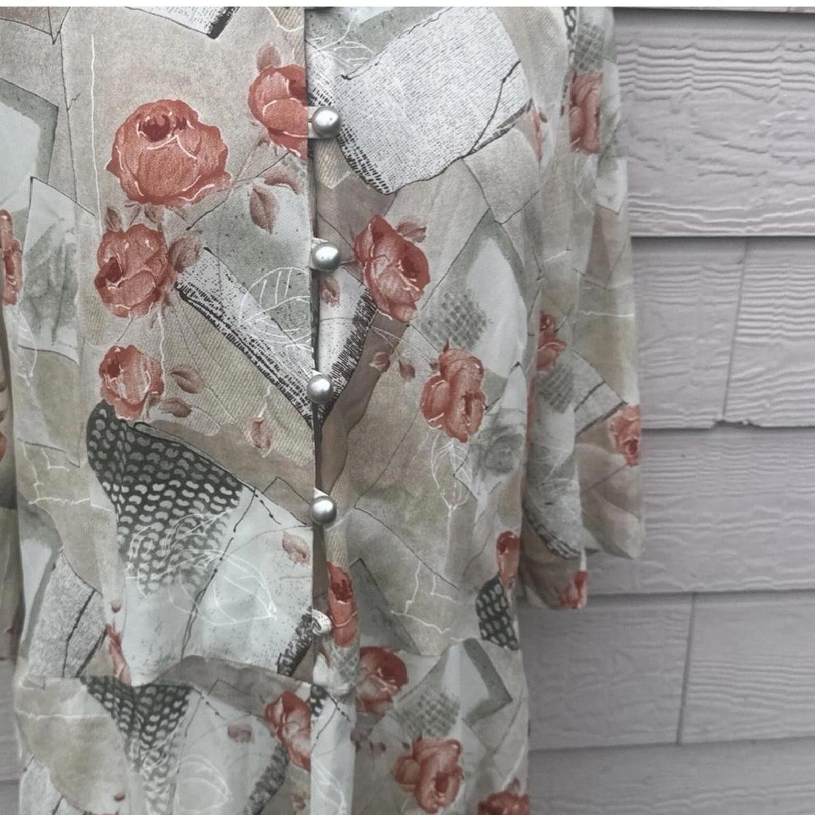 Other Vintage D’Allaird’s Women’s Dress Largo Floral Collar Button Size M / US 6-8 / IT 42-44 - 4 Thumbnail