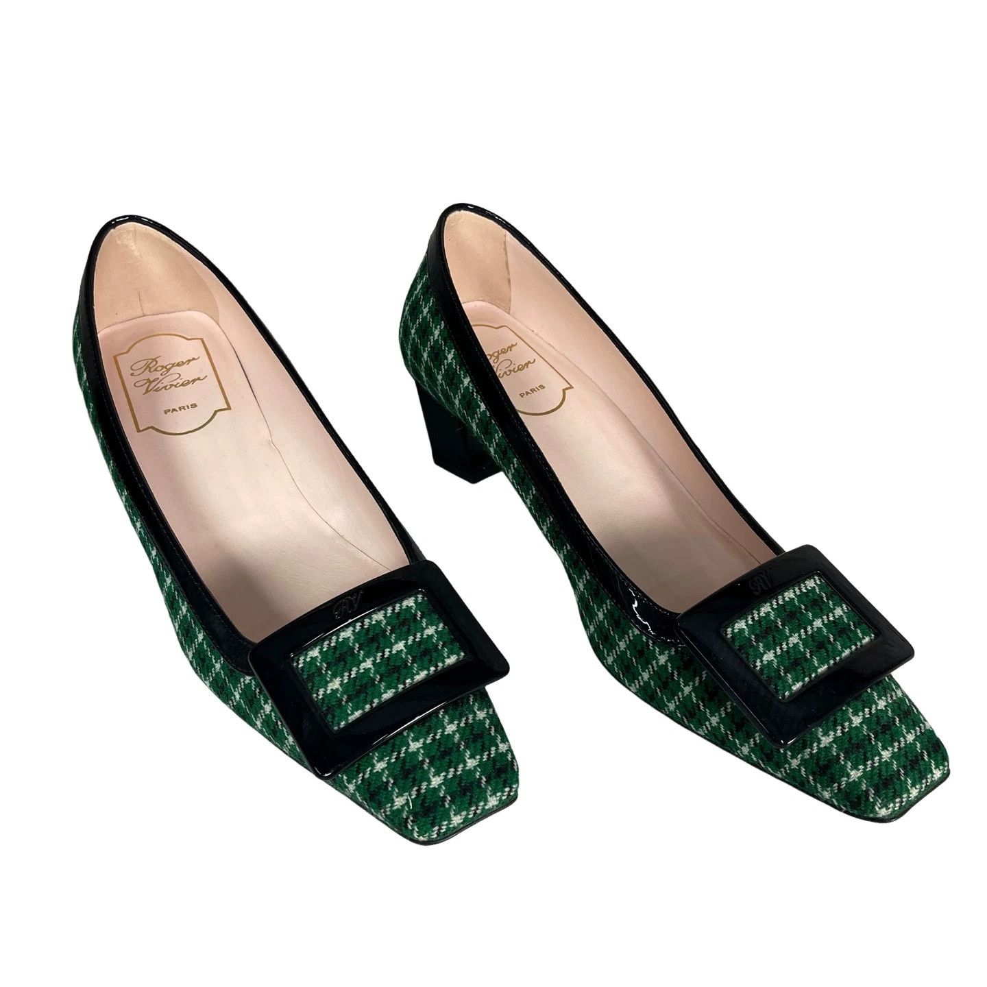 Roger Vivier Roger Vivier Green Checkered Heels Size 36.5 Size US 6.5 / IT 36.5 - 1 Thumbnail