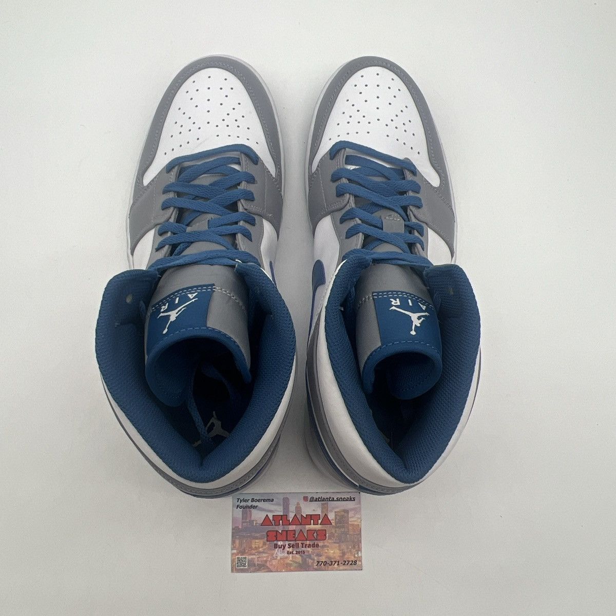 Nike Air Jordan 1 Mid cement true blue Size US 12 / EU 45 - 6 Thumbnail