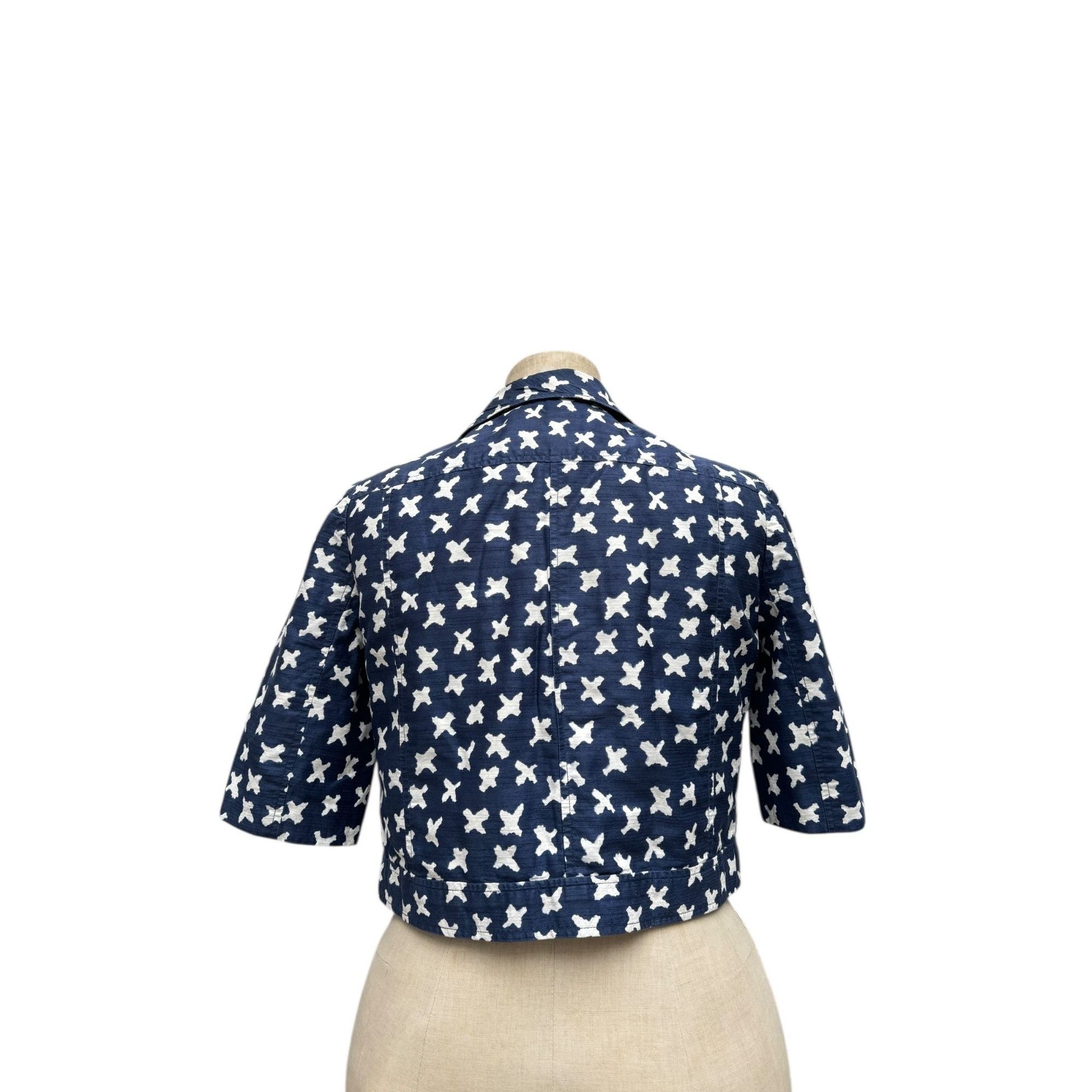 Courreges Vintage Navy & White Short Sleeve Cropped Jacket Size M / US 6-8 / IT 42-44 - 4 Thumbnail