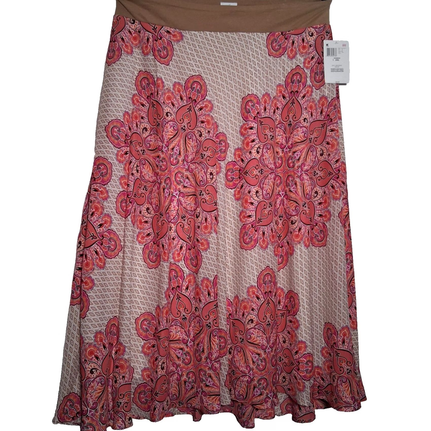 Vintage VINTAGE Jacklyn Smith Skirt Maxi Plus Size 2X Pink Paisley Mandala Boho Hippe Hippie Bohemian Long Skirt Womens Size 40" / US 18 - 2 Thumbnail