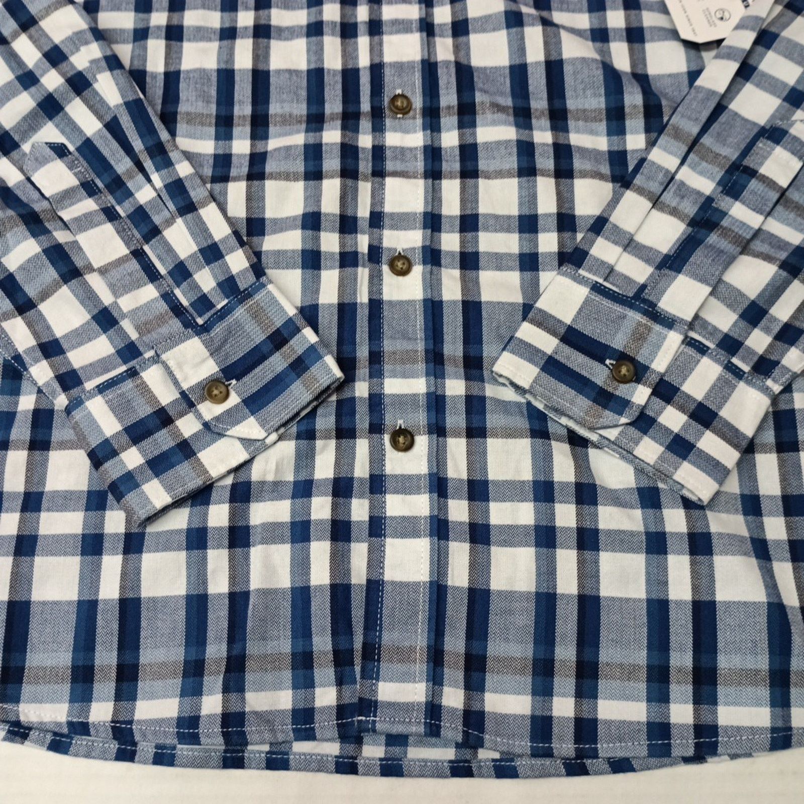 Wrangler Wrangler Cowboy Wash Shirt Men's Size XL Blue White Plaid Size US XL / EU 56 / 4 - 2 Thumbnail