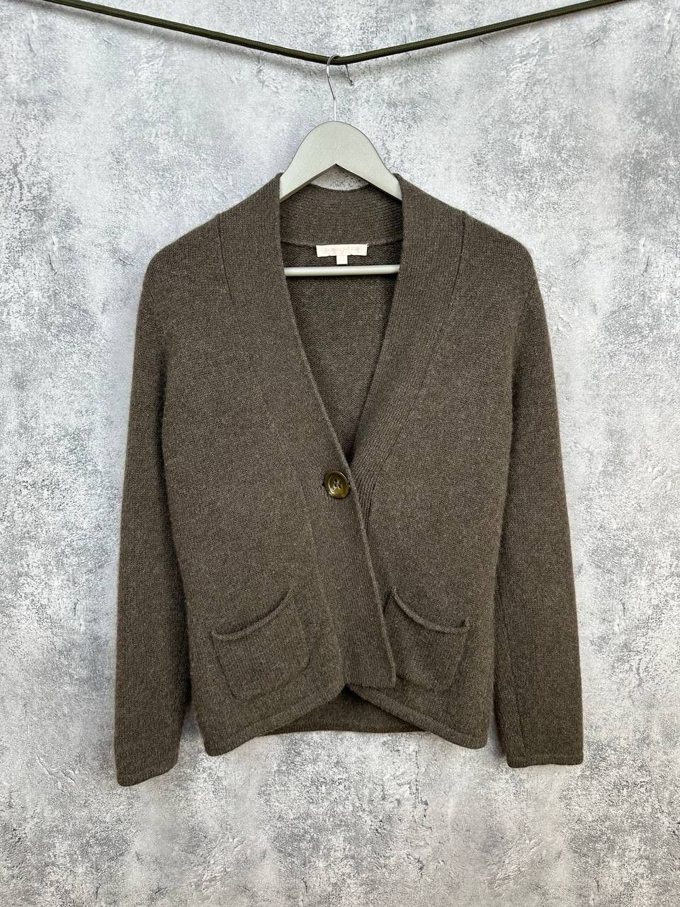 Other Cashmere Polo Club V-Neck Cardigan 100% Cashmere Taupe Size L / US 10 / IT 46 - 1 Thumbnail