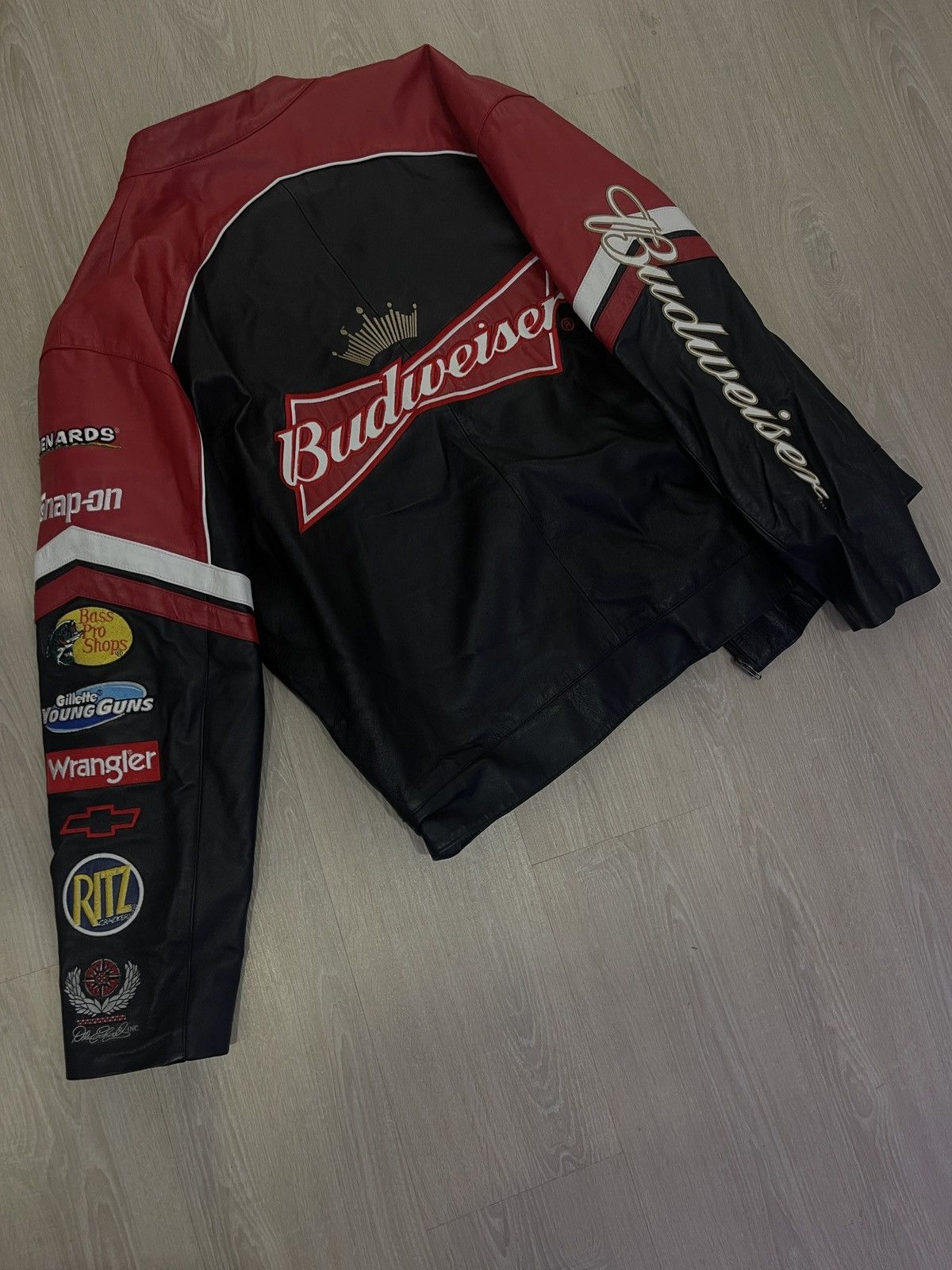 Wilsons Leather Budweiser NASCAR Leather Racing Jacket Size US L / EU 52-54 / 3 - 2 Thumbnail