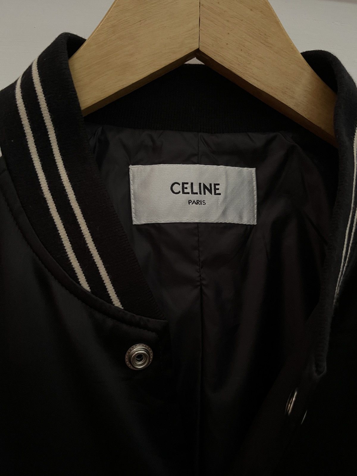 Celine Celine Studded Logo Satin Varsity Jacket Hedi Slimane Era Size US S / EU 44-46 / 1 - 9 Thumbnail