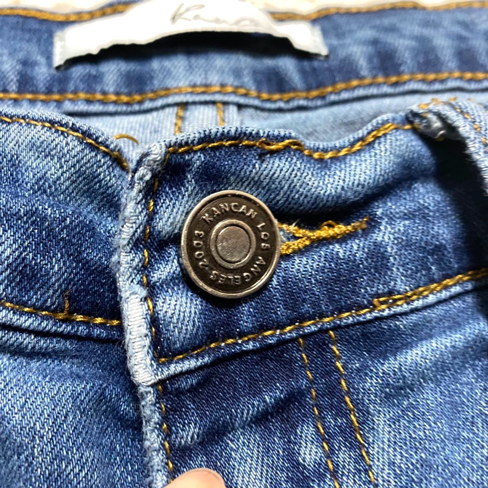 Vintage Kancan Womens Jeans 28 Blue Denim Skinny Mid Rise Distressed Jeans Women XS-28 Medium Wash Size 28" / US 6 / IT 42 - 6 Thumbnail