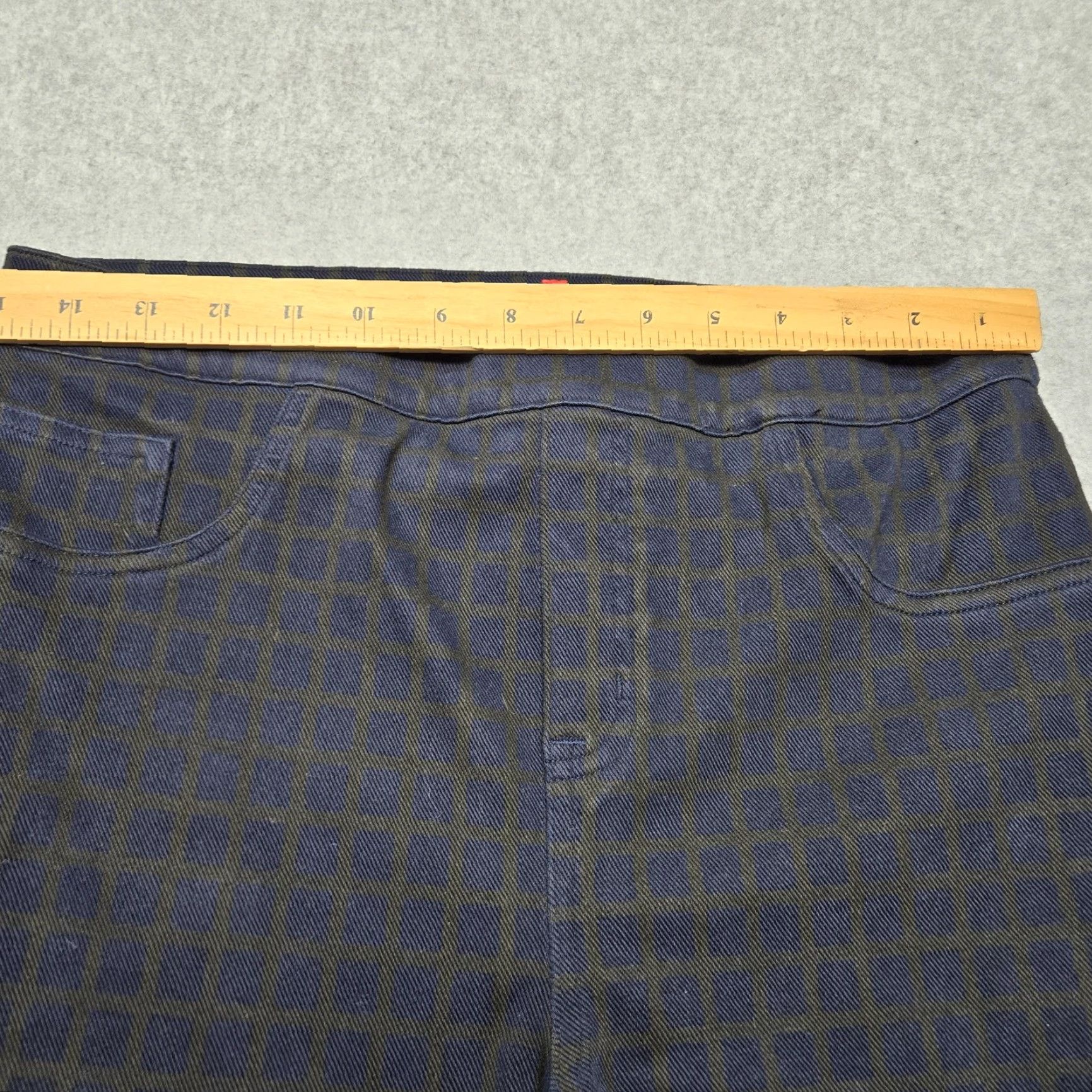 Spanx SPANX Leggings Womens L Blue Check High Rise Jegging Pockets Stretch Ankle Size 36" / US 14 / IT 50 - 3 Thumbnail