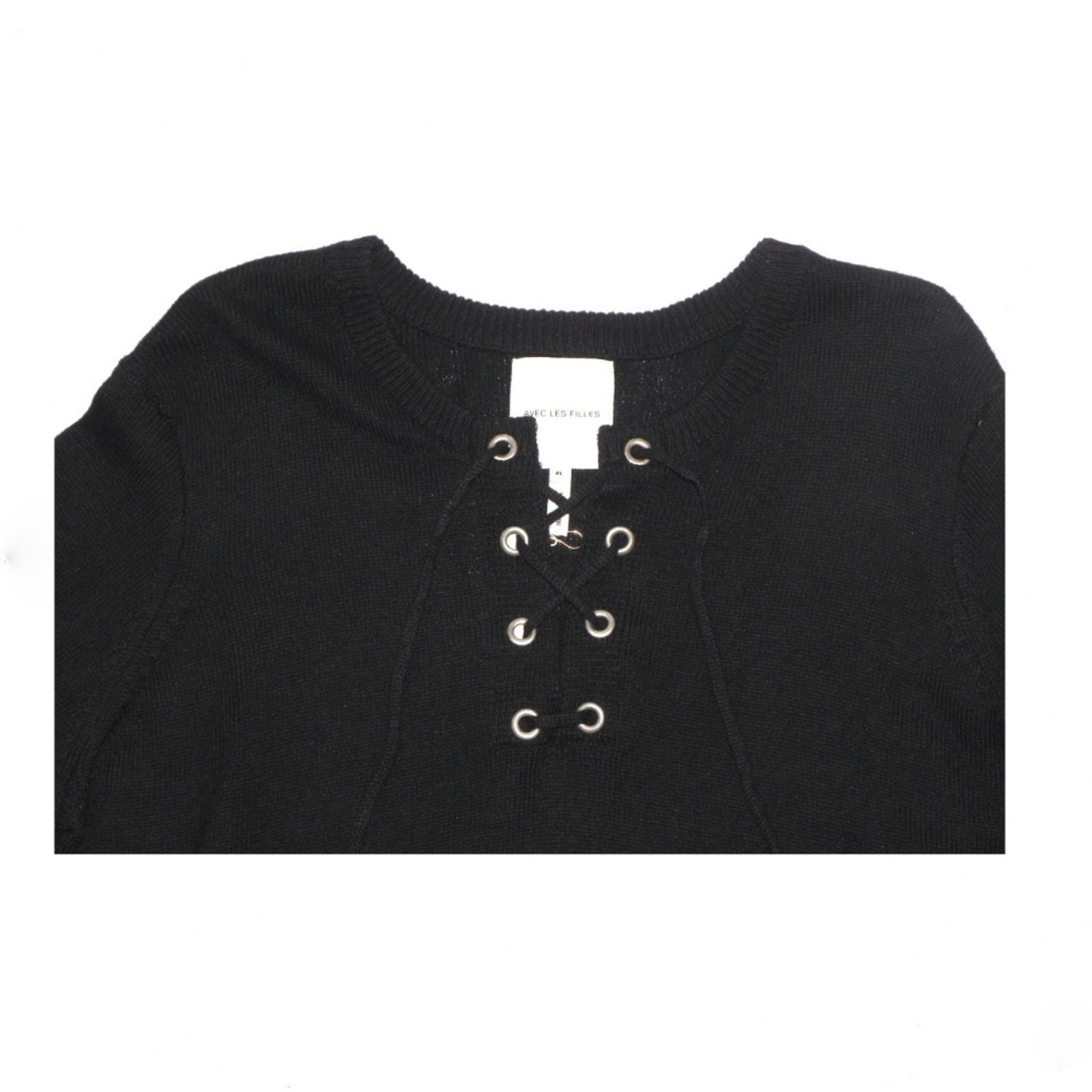 Other NEW Avec les Filles Black Crop Alpaca Blend Sweater XL Size XL / US 12-14 / IT 48-50 - 7 Thumbnail