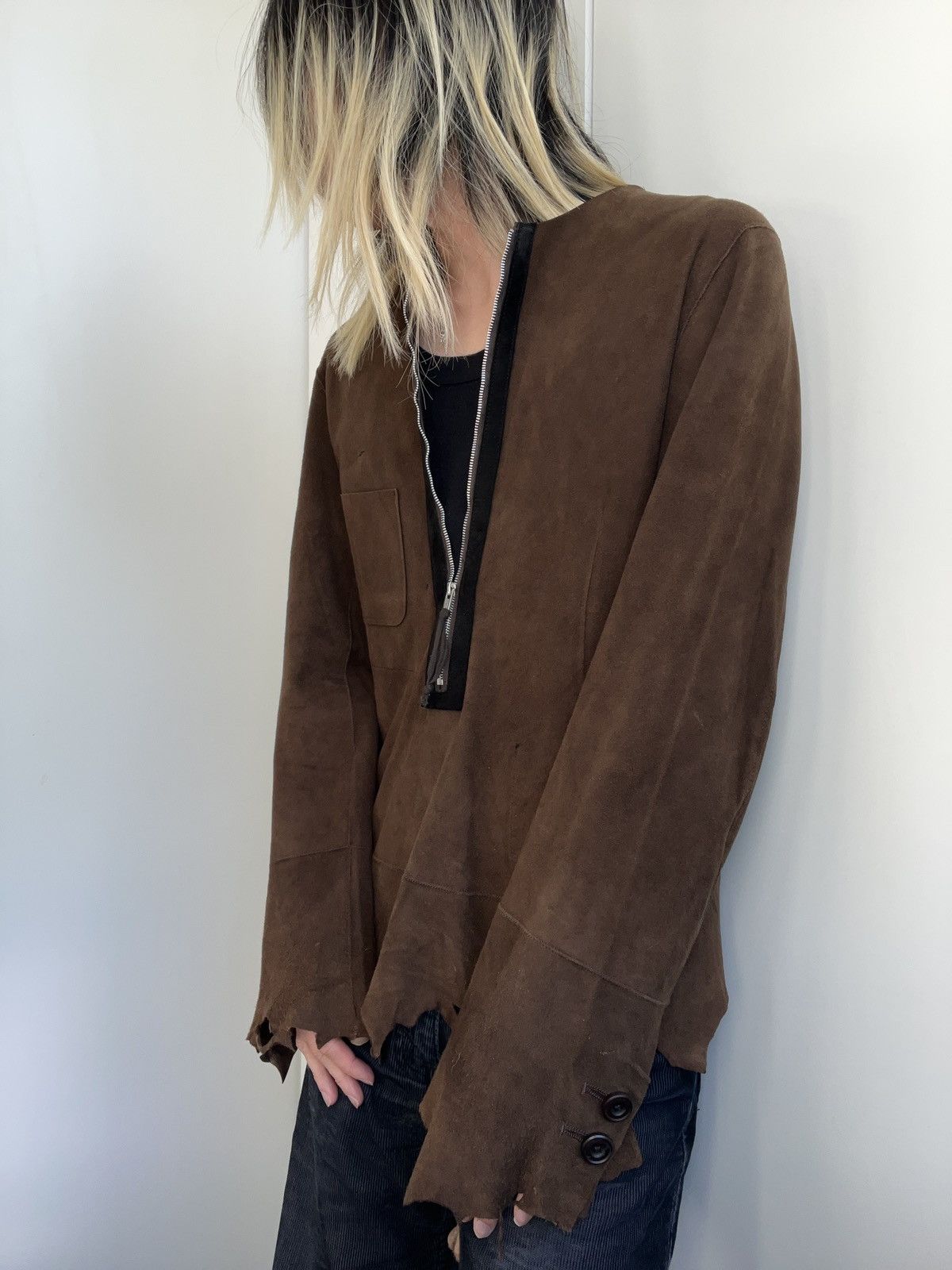 Takahiromiyashita The Soloist. Rough out leather L/S tunic longsleeve Size US M / EU 48-50 / 2 - 3 Thumbnail