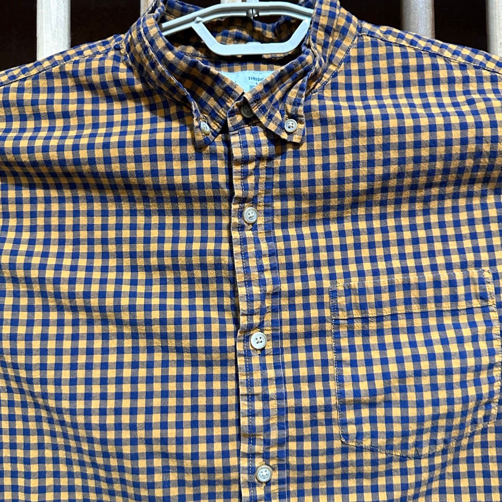 Old Navy Old Navy Button-Up Shirt Men XL Orange Blue Checkered Cotton Preppy Casual Business Chest 47 in Regular Fit Long Sleeve Collared Size US XL / EU 56 / 4 - 3 Thumbnail