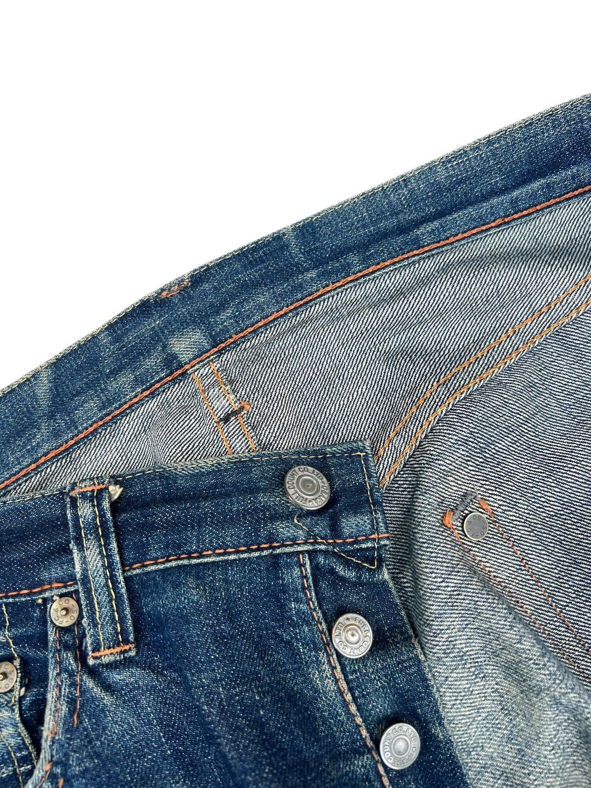 Full Count & Co. Trashed VTG Full Count Aging Dirty Mud Denim Selvedge Jeans Size US 32 / EU 48 - 7 Thumbnail