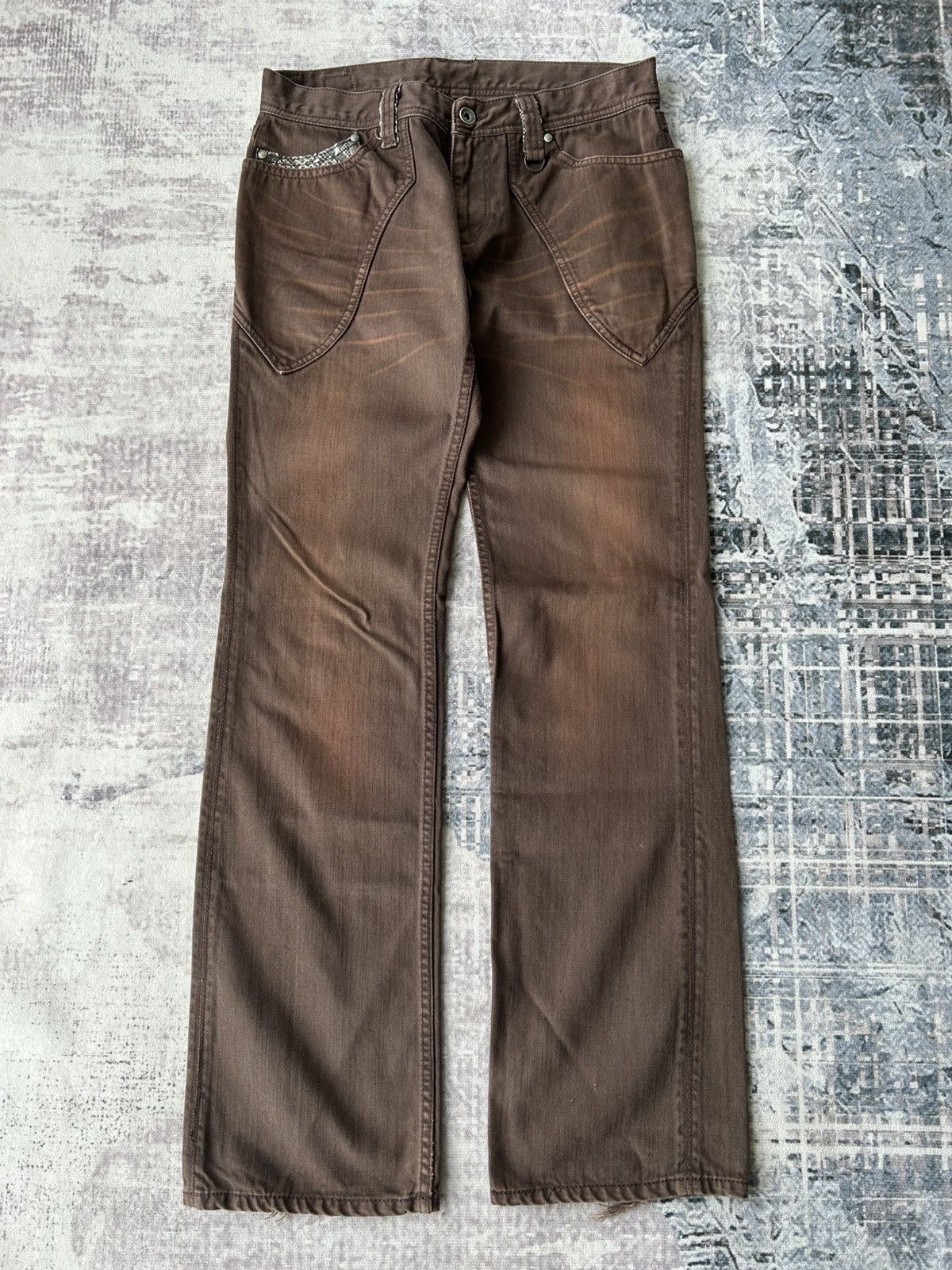 If Six Was Nine Flared Nicole Club Brown Snake Pants Size US 30 / EU 46 - 3 Thumbnail