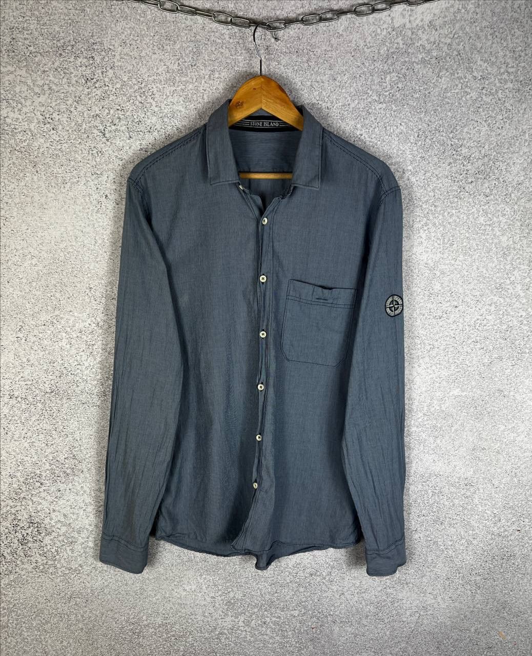 Vintage Stone Island S/S 2010 Striped Shirt Stitched Logo