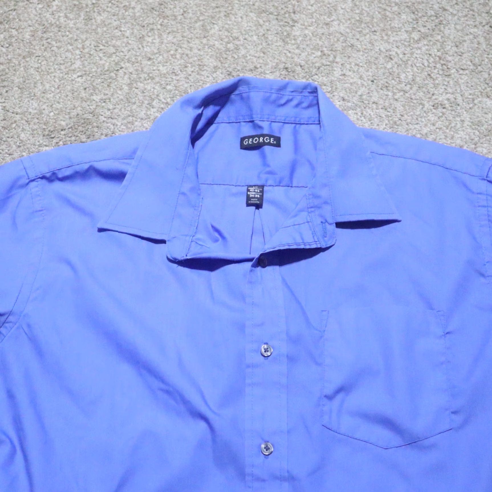 George George Shirt Men L Blue Button-Up Casual 42-44 46 in Cotton Long Sleeve Collared Vintage? No, not vintage Size US L / EU 52-54 / 3 - 2 Thumbnail