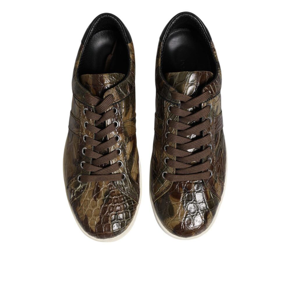 Dolce & Gabbana Dolce & Gabbana Brown Exotic Leather Low Top Sneakers Shoes Size US 7 / EU 40 - 3 Thumbnail