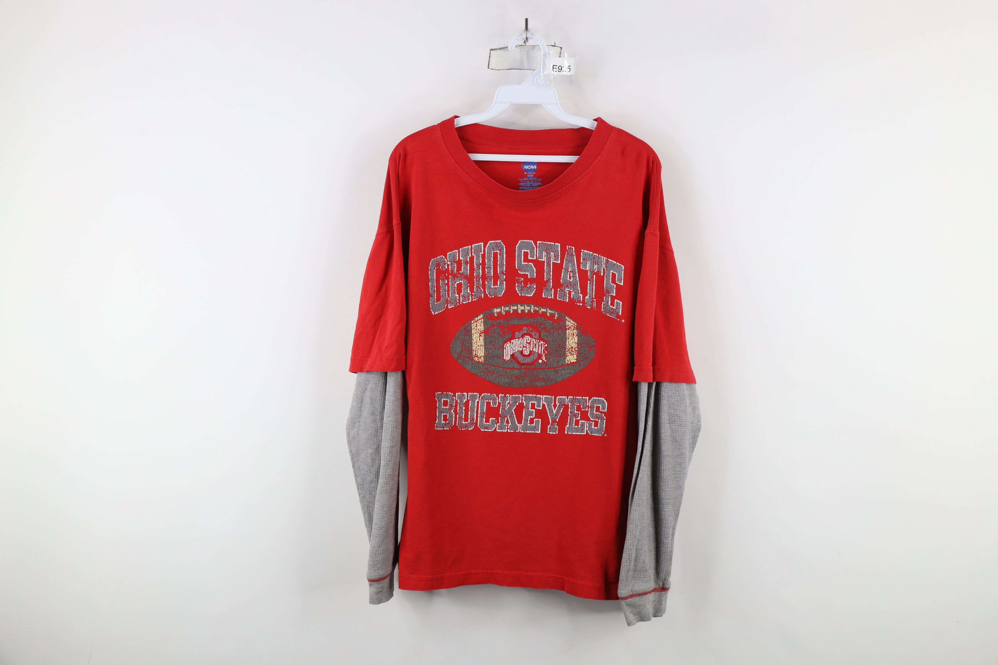 Vintage Vintage University Football Layered Thermal Knit T-Shirt Red Size US M / EU 48-50 / 2 - 1 Thumbnail