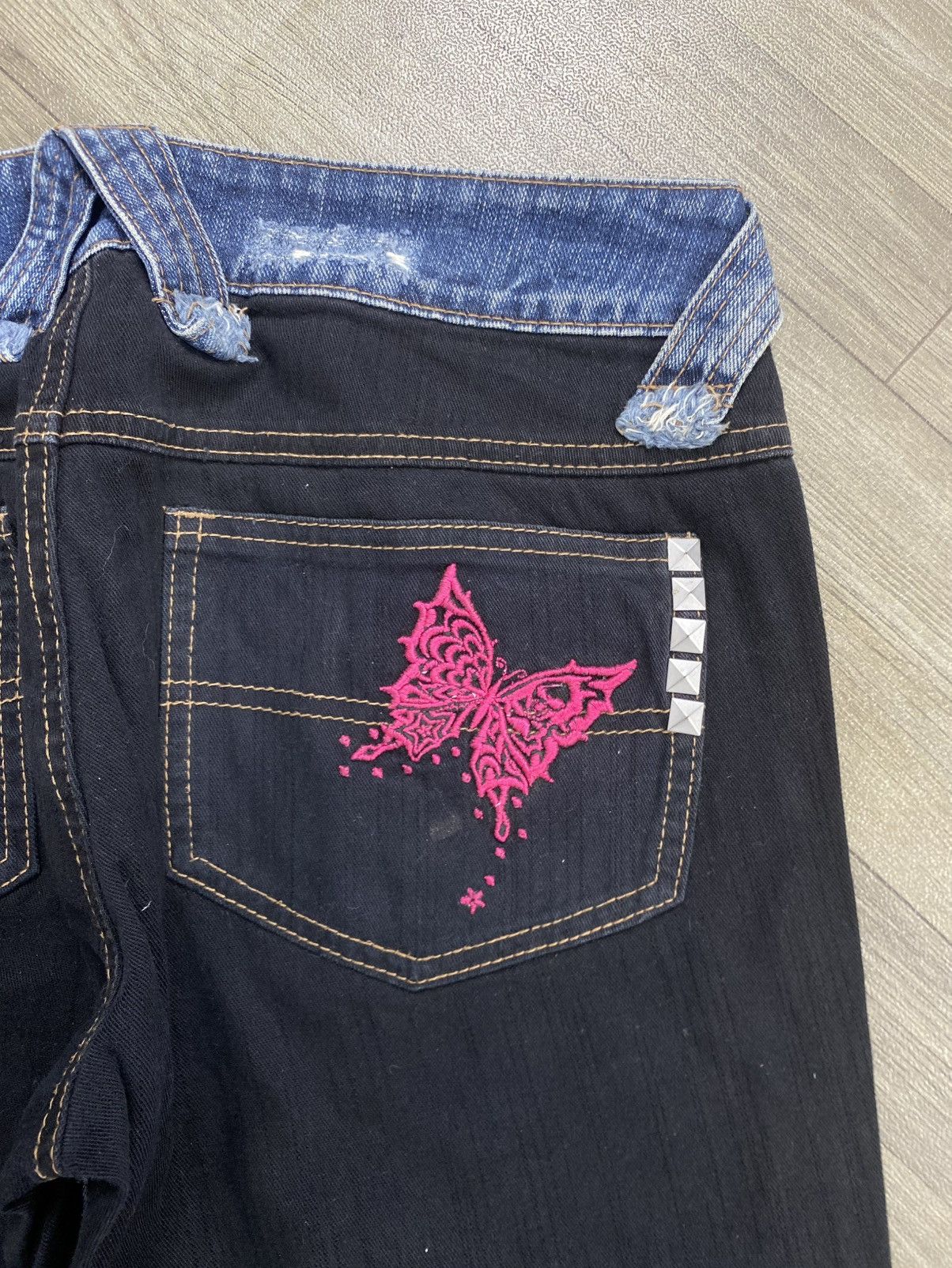 If Six Was Nine 2000s Algonquins Distressed Punk Studded Lgb Flared Jeans Size US 28 / EU 44 - 14 Thumbnail