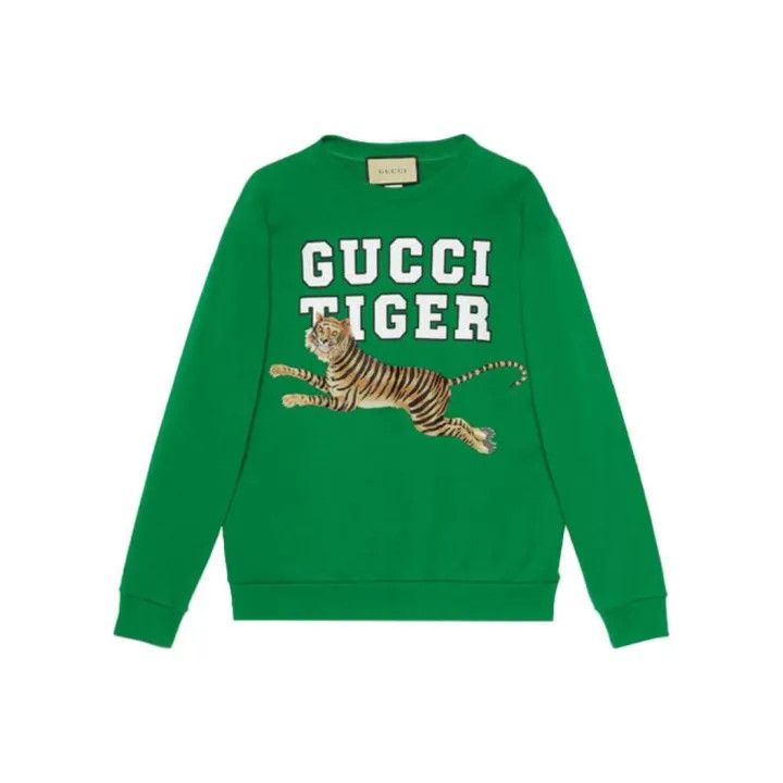 Gucci Gucci Men's Green Tiger Print Sweatshirt Size US M / EU 48-50 / 2 - 1 Thumbnail