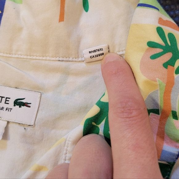 Lacoste Lacoste Men's Print Cotton Voile Hawaiian Shirt - Size L Size US L / EU 52-54 / 3 - 5 Thumbnail