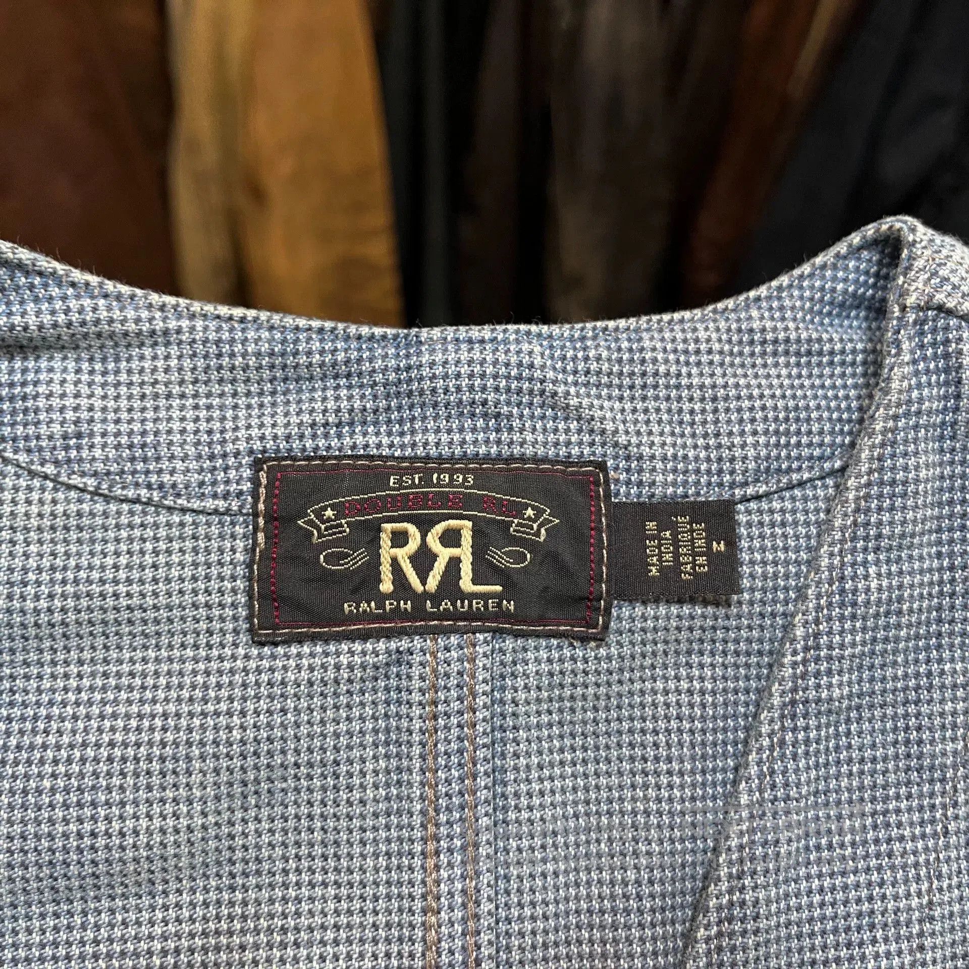 RRL Ralph Lauren RRL Blue Houndstooth Vest. Size US M / EU 48-50 / 2 - 3 Thumbnail