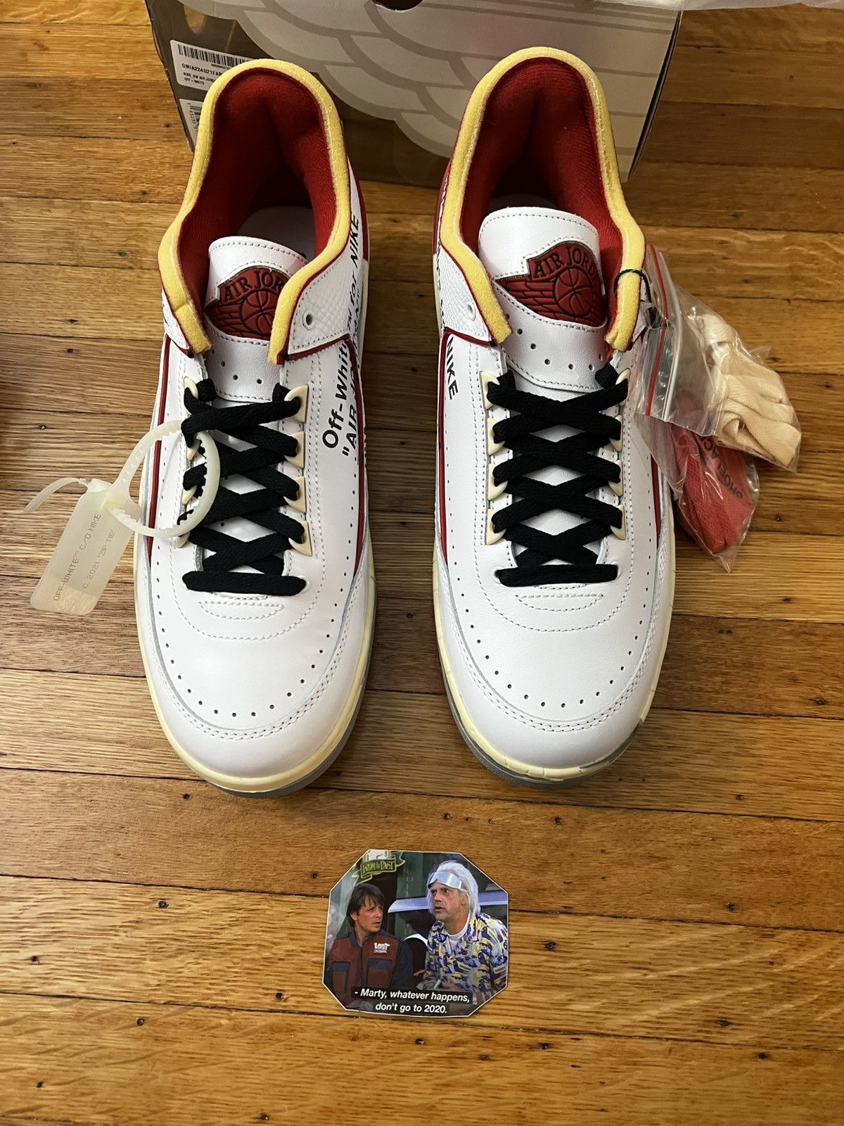 Jordan Brand × Off-White Jordan 2 Retro Low SP Off-White White Red Size US 10.5 / EU 43-44 - 4 Thumbnail