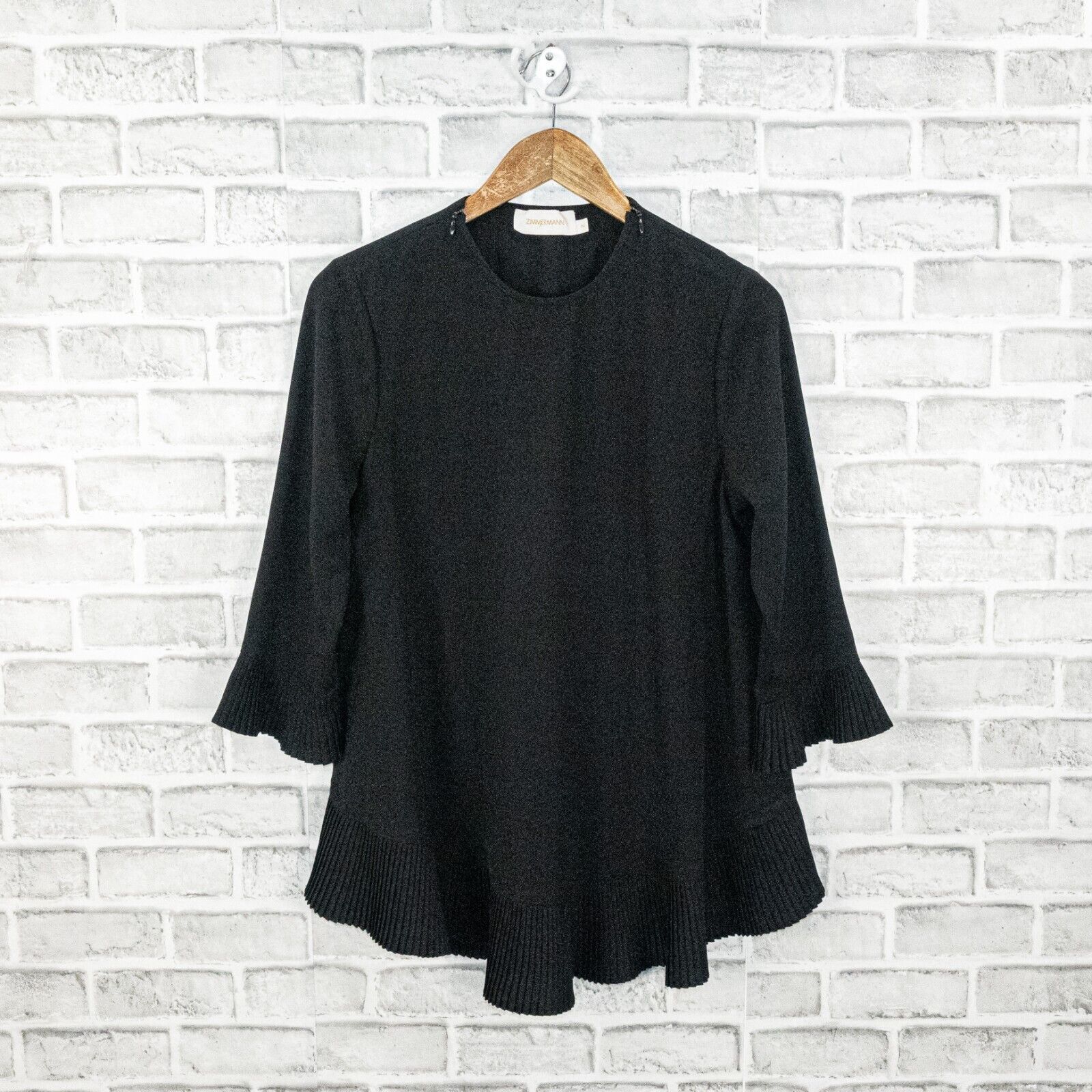 Zimmermann Zimmermann Women's Pleat Swing Top in Black zip Shoulder Size XS / US 0-2 / IT 36-38 - 10 Thumbnail