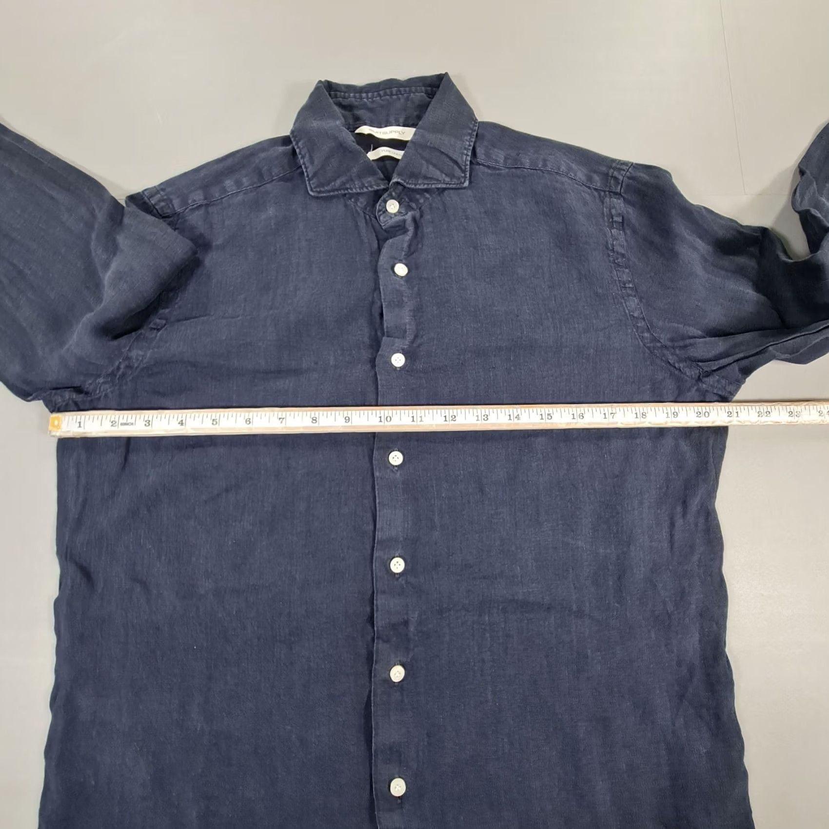 Suitsupply Suitsupply Shirt Navy Blue 14.5 100% Linen Long Sleeve Button-Up Casual Men’s Shirt Size US M / EU 48-50 / 2 - 5 Thumbnail