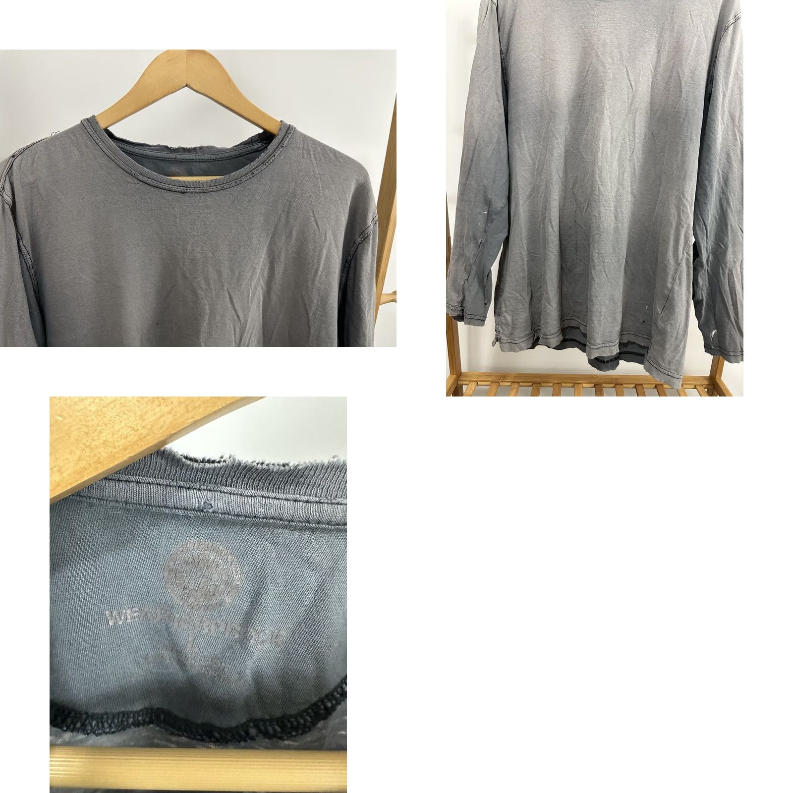 Weatherproof VTG Weatherproof T-Shirt Mens L Gray/Navy Distressed Grunge WIP Workwear Thrashed Cotton Shirt Size US L / EU 52-54 / 3 - 8 Thumbnail