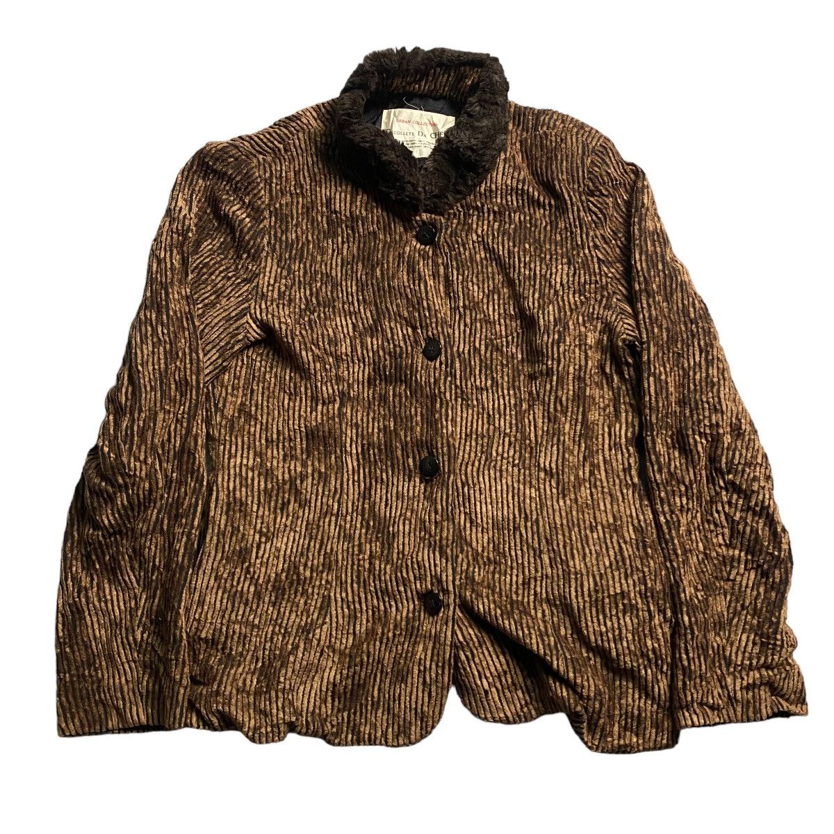 In The Attic Urban Collection Stripe Fur Button Up Sherpa Jacket Size US S / EU 44-46 / 1 - 1 Thumbnail