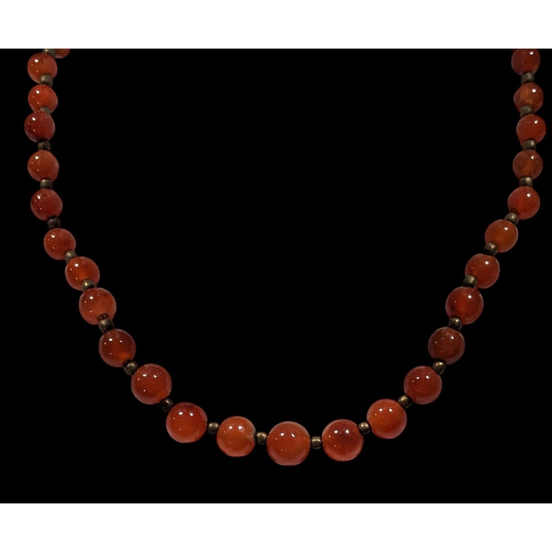 Other Vintage Polished Carnelian Beaded Necklace With Gold Tone Ac Size ONE SIZE - 4 Thumbnail
