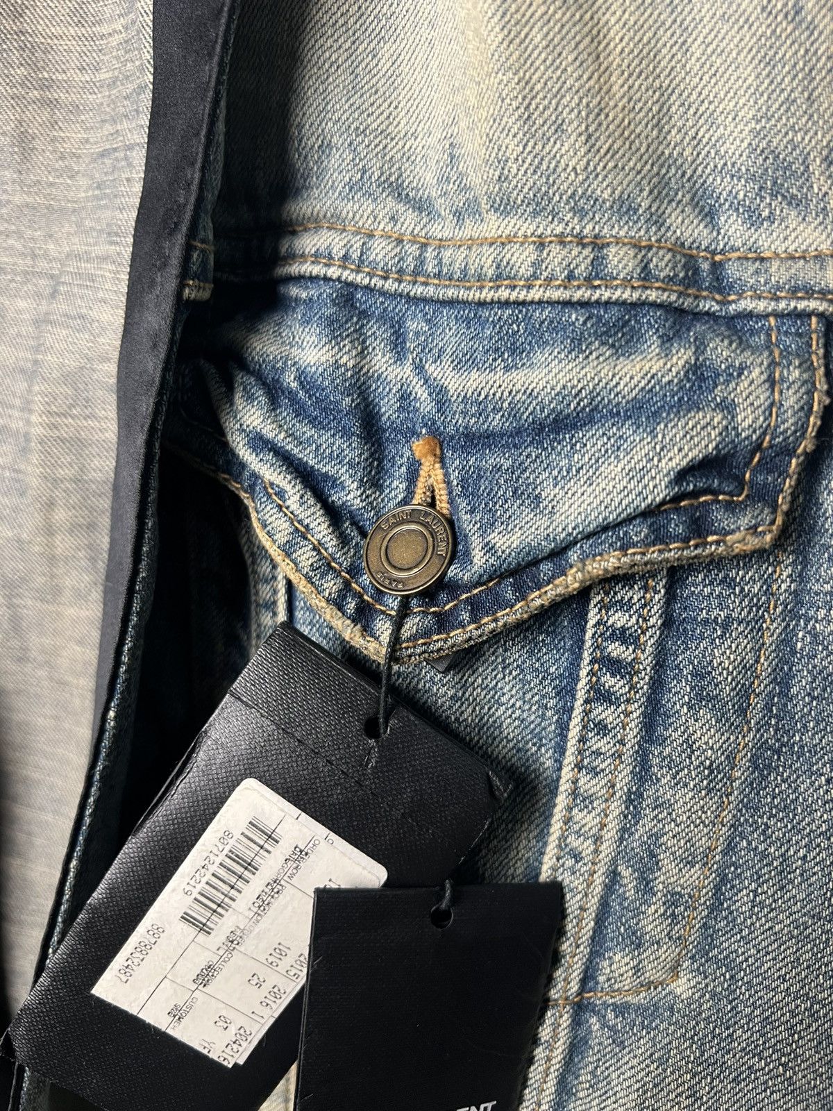 Hedi Slimane × Saint Laurent Paris SS16 Saint Laurent by Hedi Slimane Distressed Denim Vest Size US XS / EU 42 / 0 - 6 Thumbnail