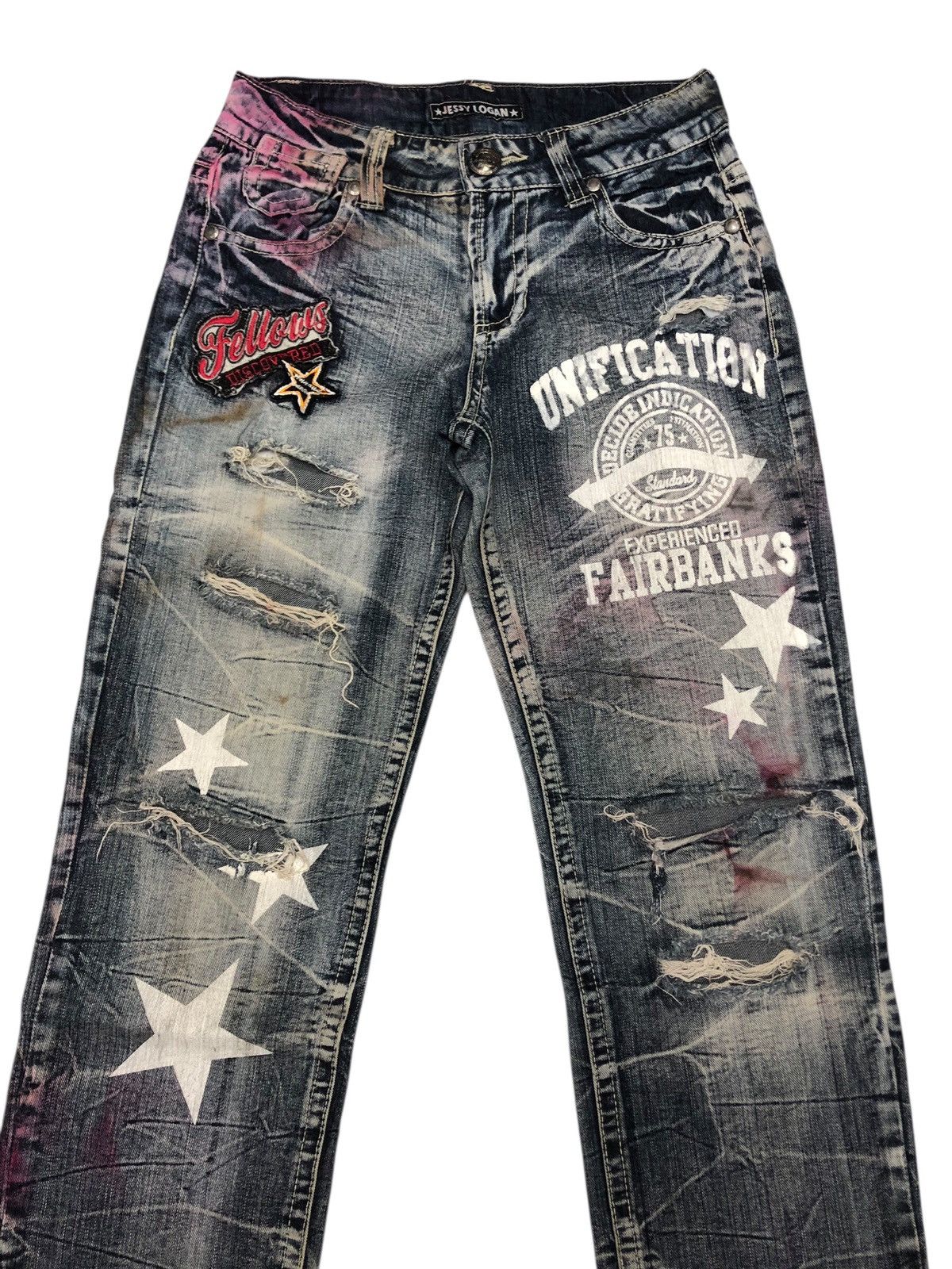 Hysteric Glamour × Undercover 🔥JESSY LOGAN THRASHED DISTRESSED DENIM PUNK JEANS Size US 28 / EU 44 - 3 Thumbnail