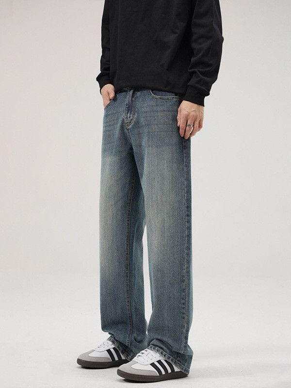 Japanese Brand Men's American Retro Loose Washed Straight Leg Jeans Size US 32 / EU 48 - 2 Thumbnail