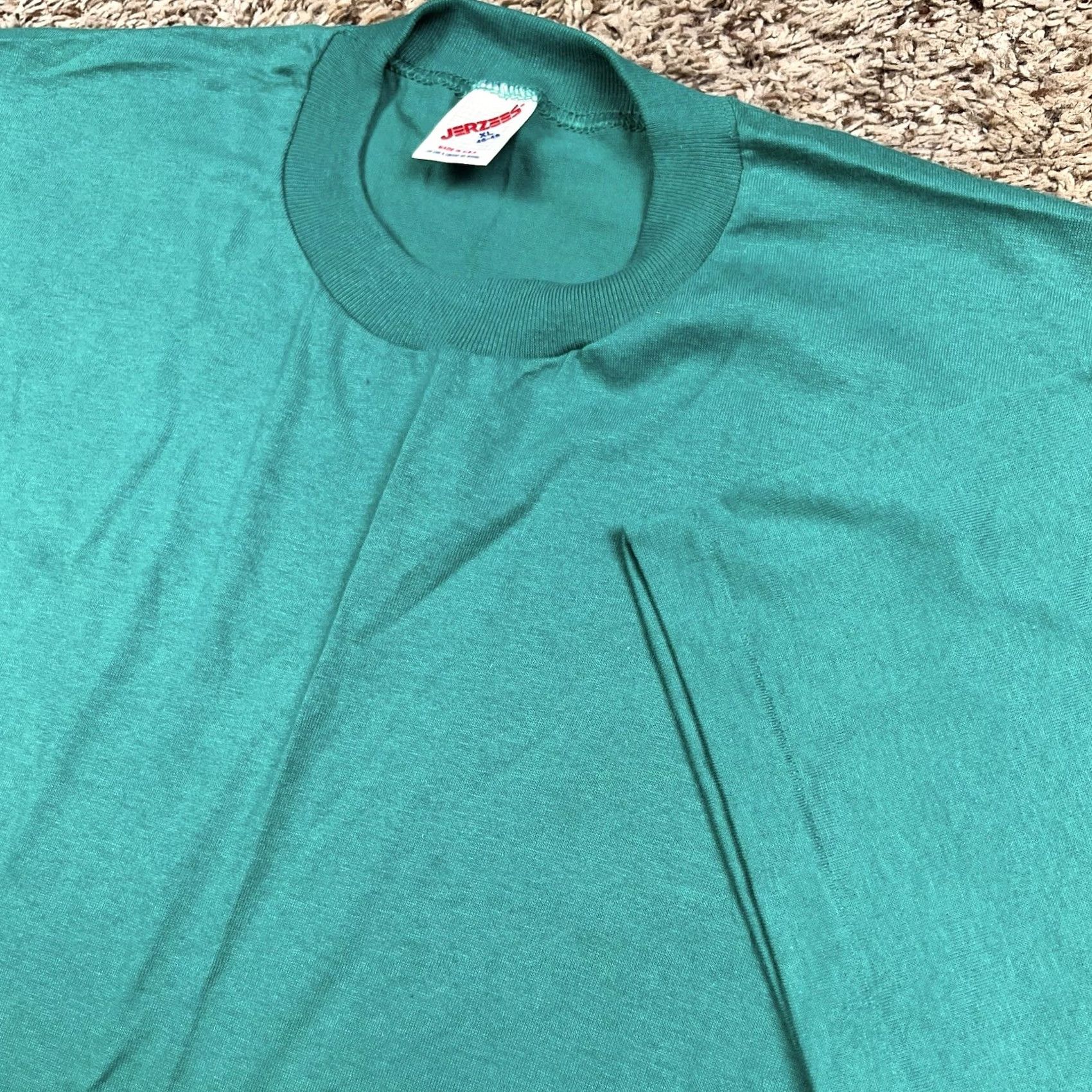 Jerzees VINTAGE Jerzees T-Shirt Green 90s Single Stitch Adult XL Made in USA 50/50 Green Size US XL / EU 56 / 4 - 4 Thumbnail