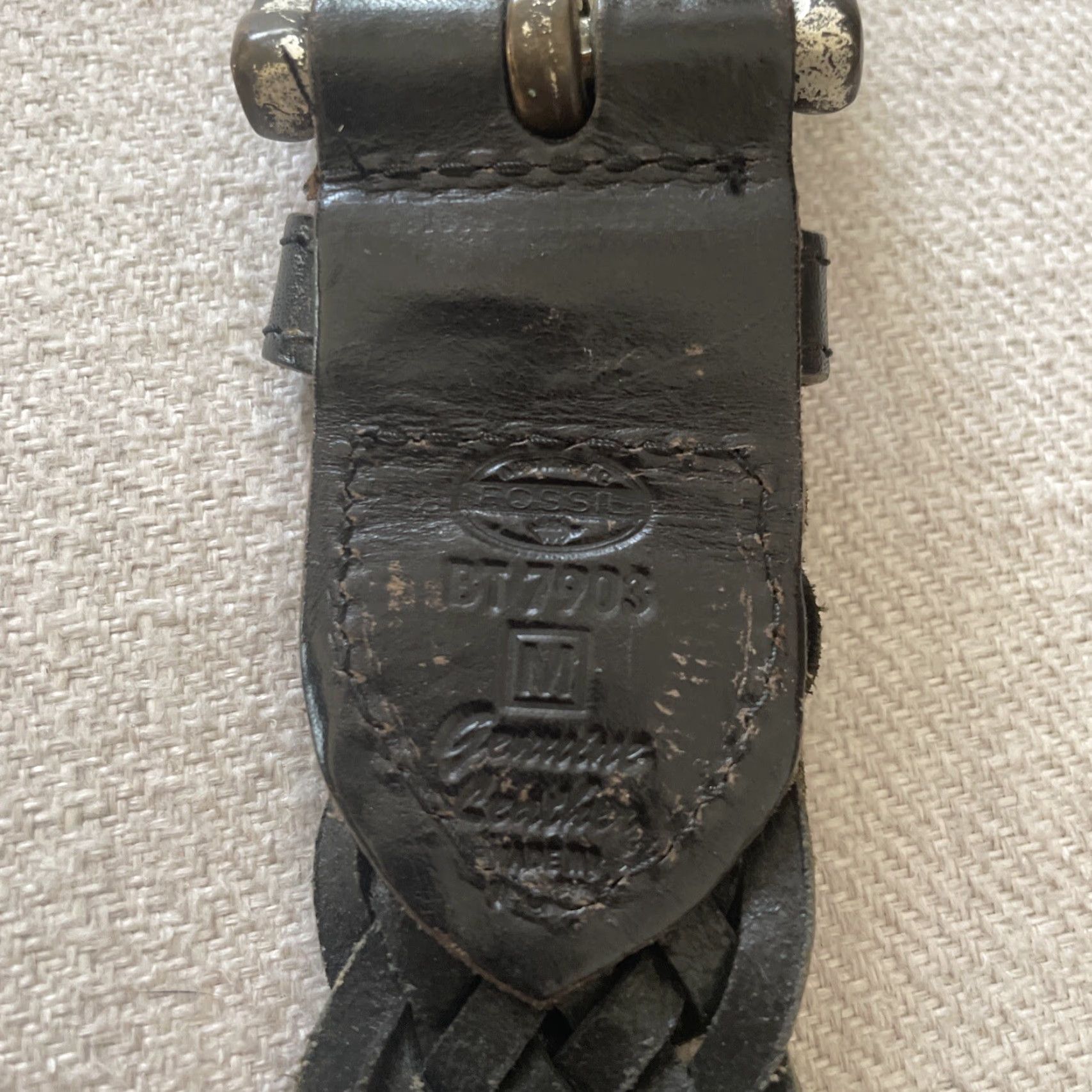 Fossil VINTAGE Fossil Braided Leather Belt Western Black Cowgirl 90s Med 35” Womens Belt Size ONE SIZE - 3 Thumbnail