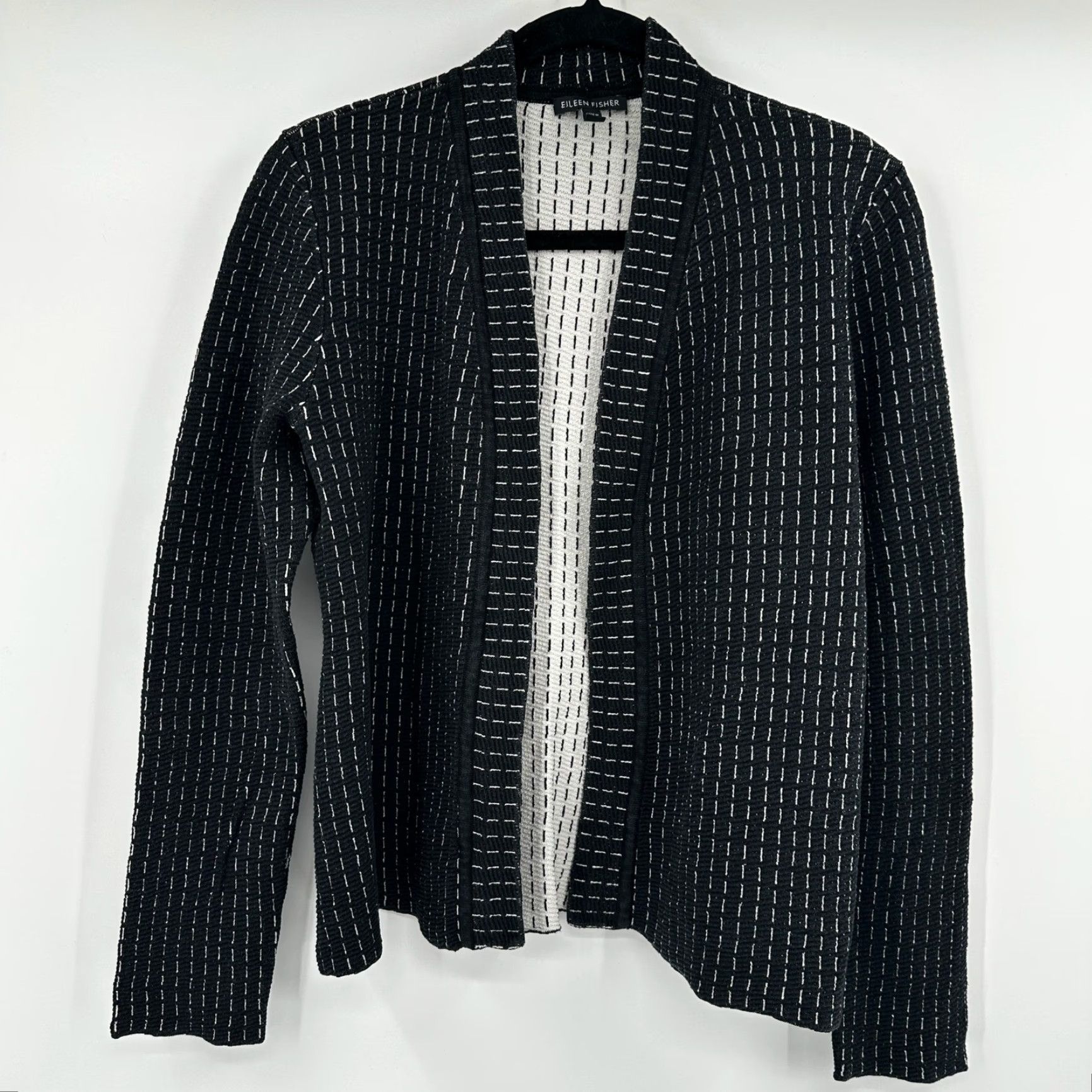 Eileen Fisher Eileen Fisher Cardigan Black XS Silk Organic Cotton Open Front Knit Lightweight Casual Womens Blankets? Size XS / US 0-2 / IT 36-38 - 2 Thumbnail