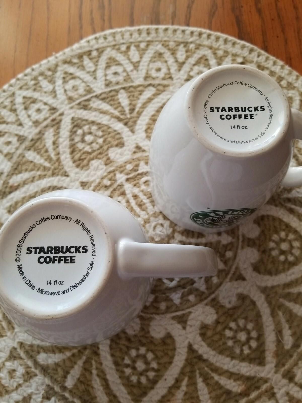 Other Starbucks Coffee MUGS 2008 & 2010 Ceramic White Logo 14 oz Size ONE SIZE - 2 Thumbnail