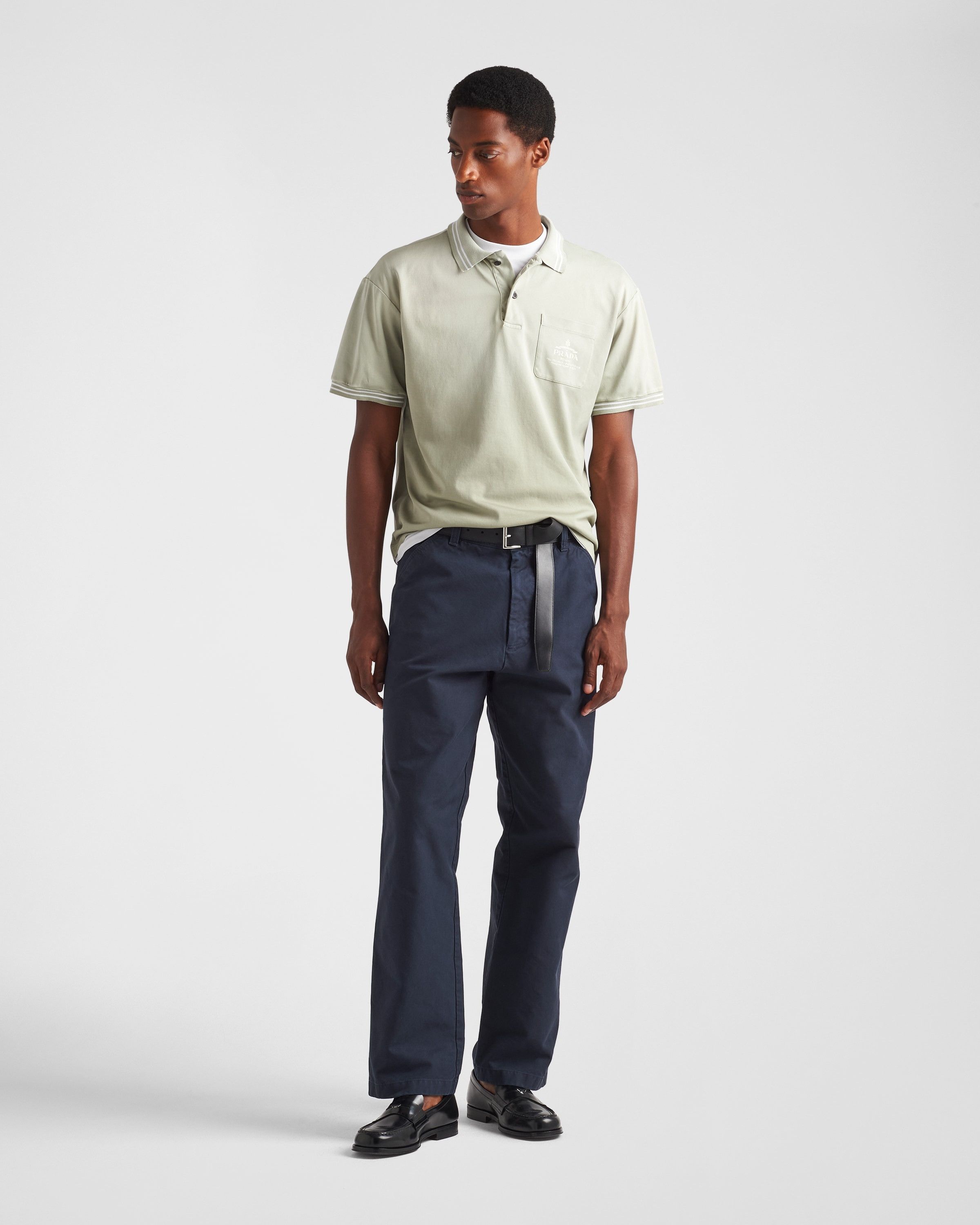 Prada o1bcso1str1025 Cotton Polo Shirt in Green Size US S / EU 44-46 / 1 - 2 Thumbnail