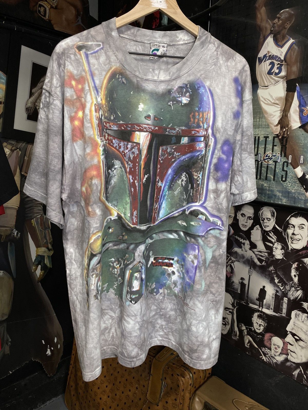 Vintage Vintage 1997 Boba Fett T-Shirt Star Wars Liquid Blue XLarge Size US XL / EU 56 / 4 - 6 Thumbnail