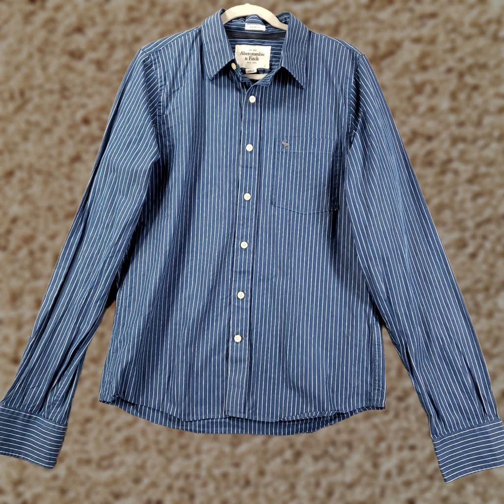 Abercrombie & Fitch Abercrombie & Fitch Button-Up Shirt Mens XL Blue Striped 90s Preppy Button-Down Collared Long Sleeve 100% Cotton Size US XL / EU 56 / 4 - 1 Thumbnail
