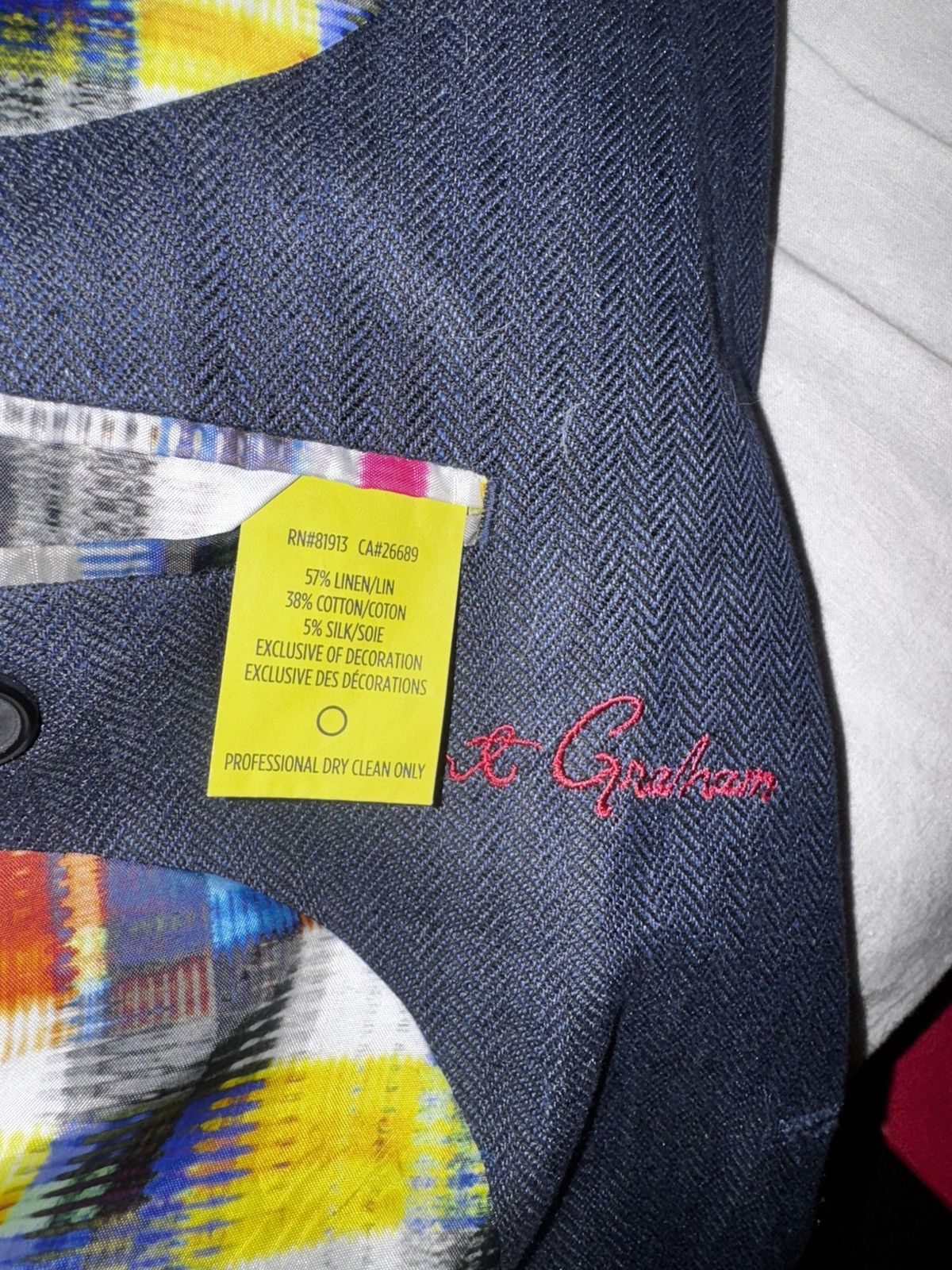 Robert Graham Robert Graham Blue Herringbone Blazer Size 42 Size 42R - 4 Thumbnail