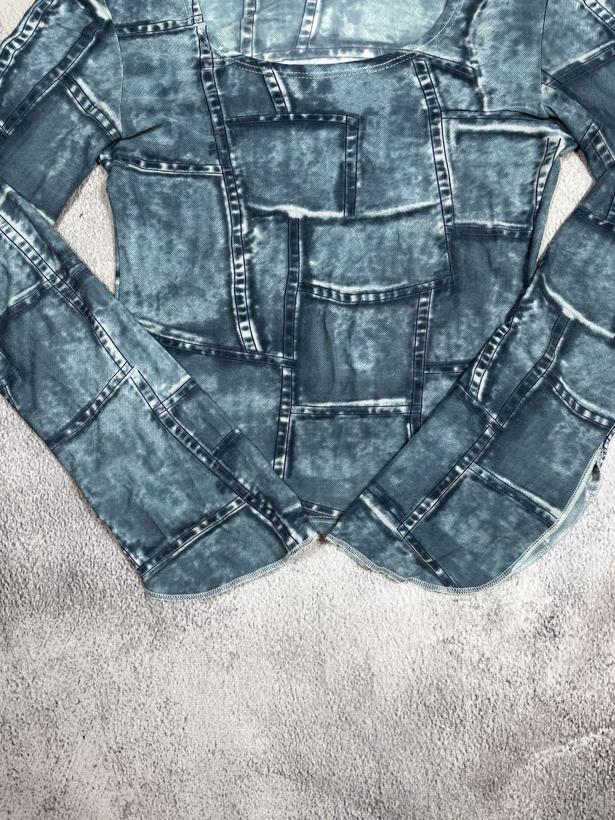 Japanese Brand Vintage Y2K Japanese all over denim style longsleeve size M Size M / US 6-8 / IT 42-44 - 2 Thumbnail